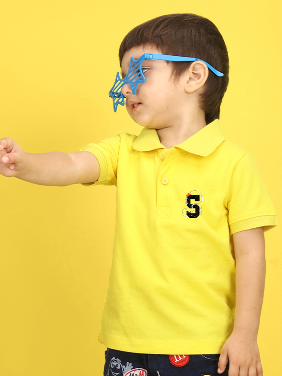 

NUSYL Kids Peach-Coloured Biker Printed Pure Cotton T-shirt