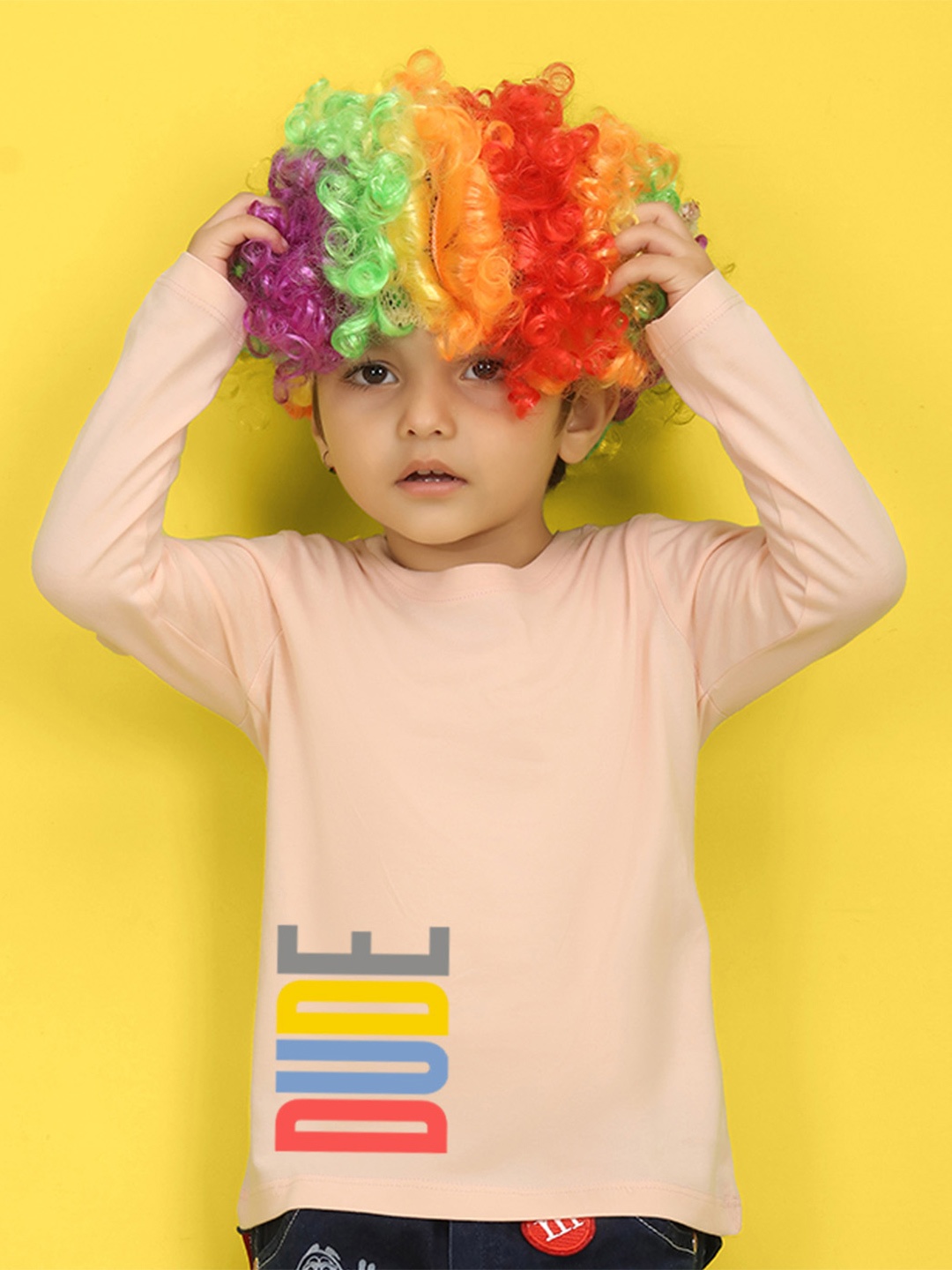 

NUSYL Kids Pink Typography Printed Pure Cotton T-shirt