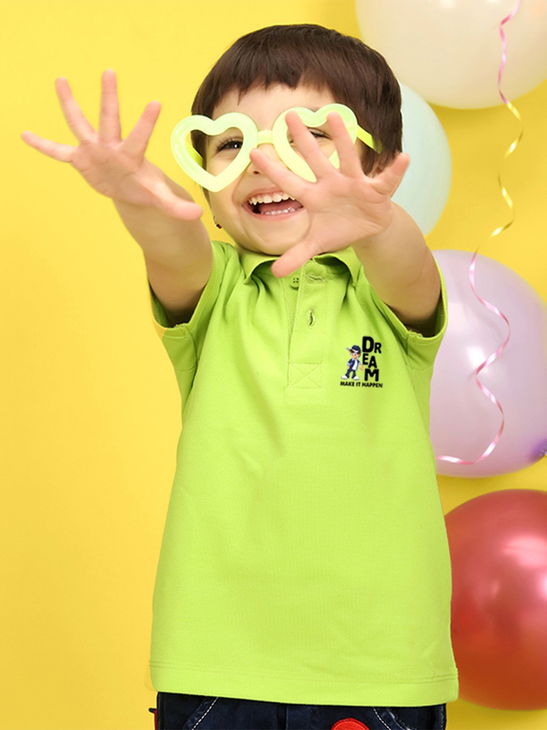 

NUSYL Kids Green Printed Pure Cotton T-shirt