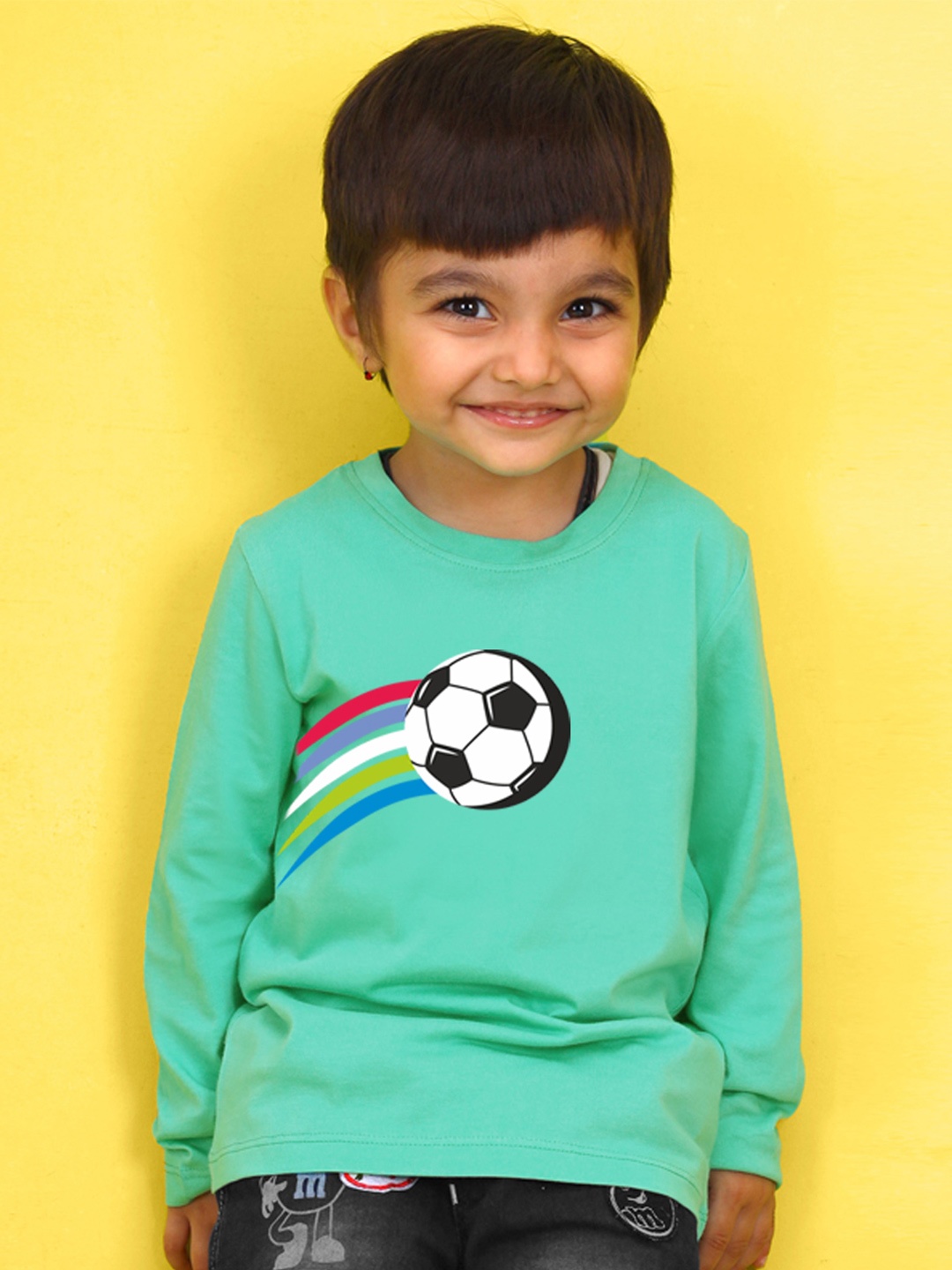 

NUSYL Kids Yellow Printed Typography Pure Cotton T-shirt