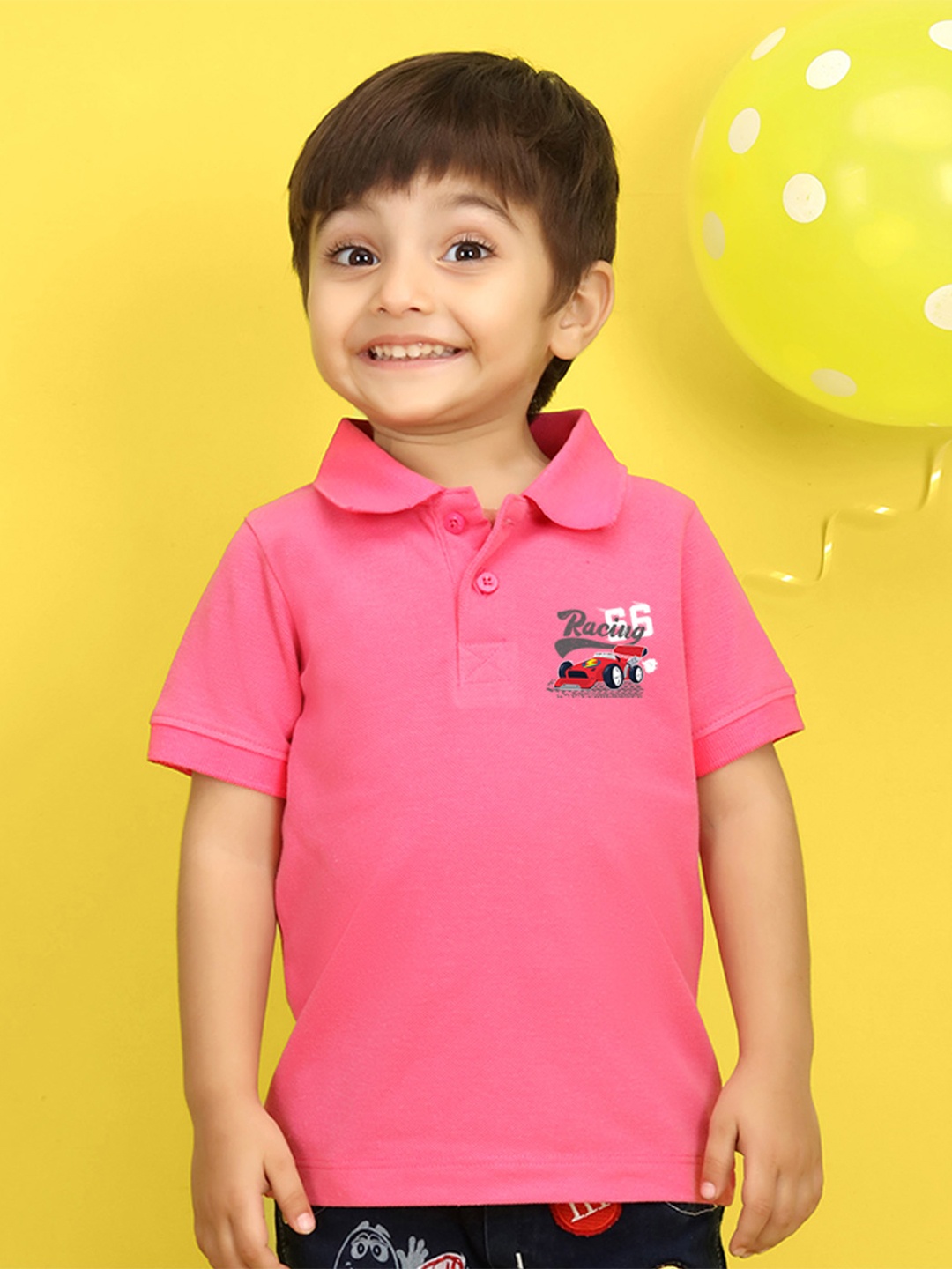 

NUSYL Kids Pink Typography Printed Pure Cotton T-shirt