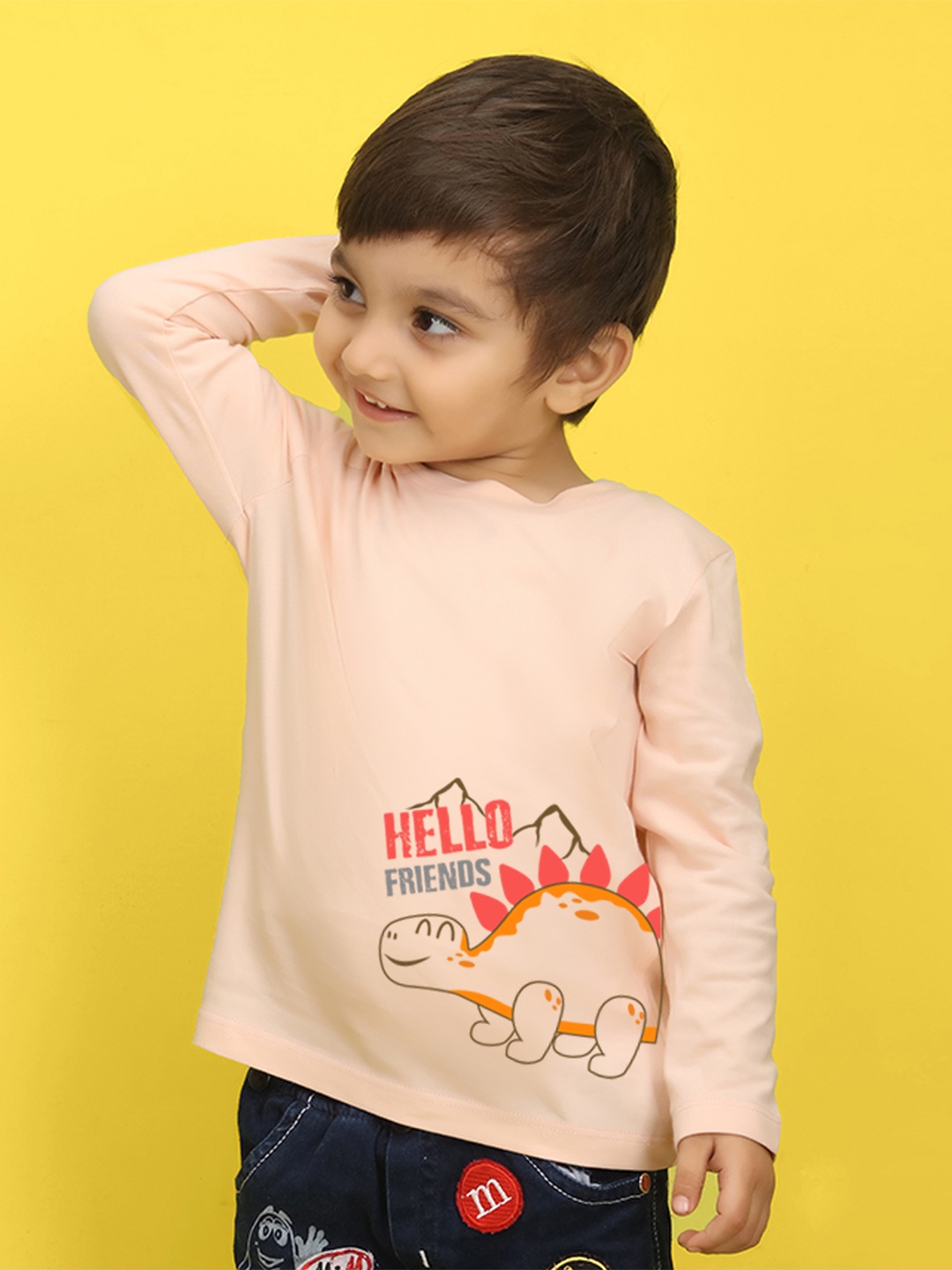 

NUSYL Kids Yellow Pure Cotton Printed T-shirt