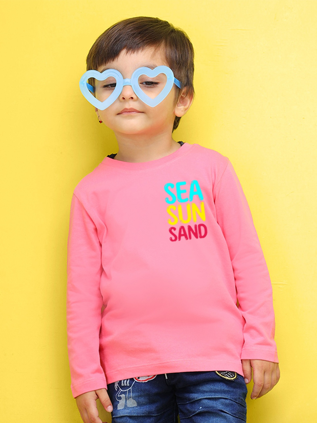 

NUSYL Kids Peach-Coloured Printed Pure Cotton T-shirt