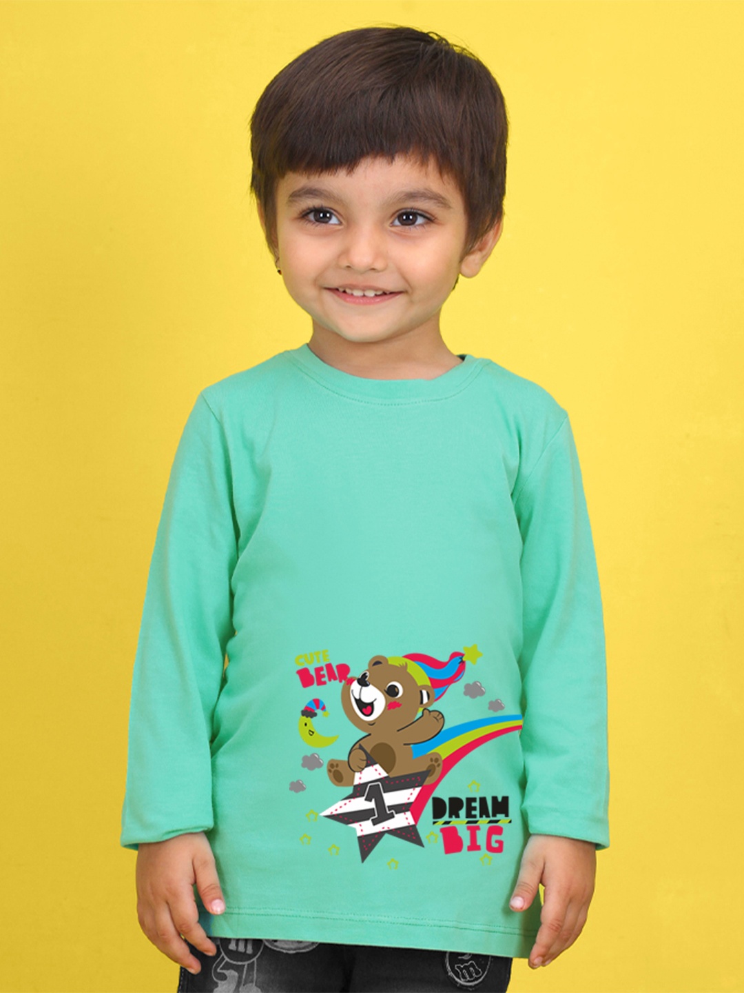 

NUSYL Kids Peach-Coloured Printed Pure Cotton T-shirt