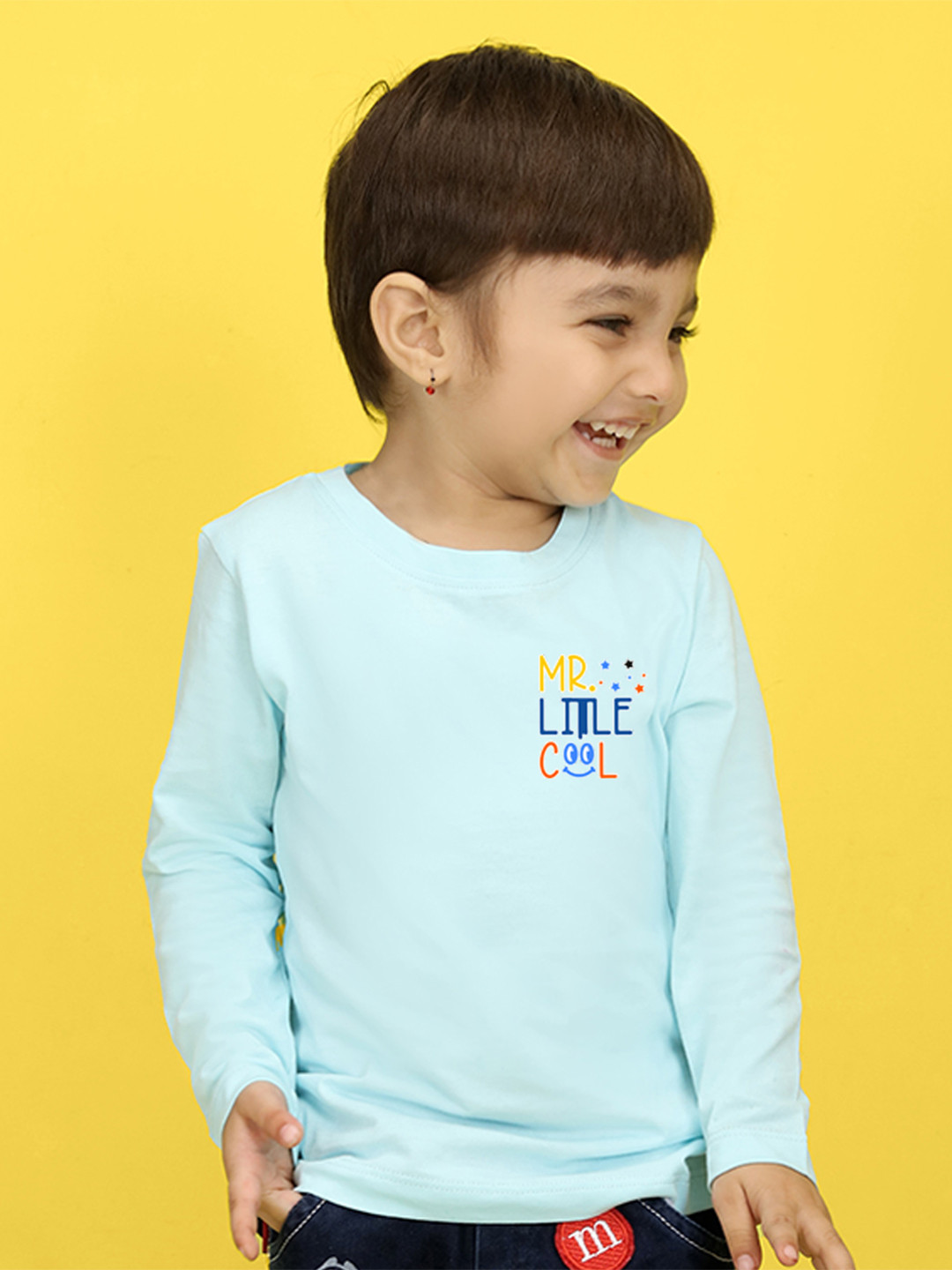 

NUSYL Kids Blue Printed Pure Cotton T-shirt