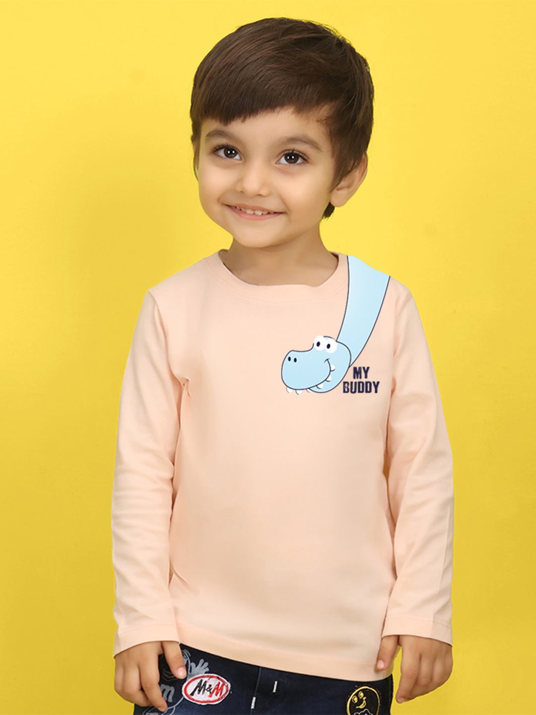

NUSYL Kids Yellow Printed Graphic Pure Cotton T-shirt