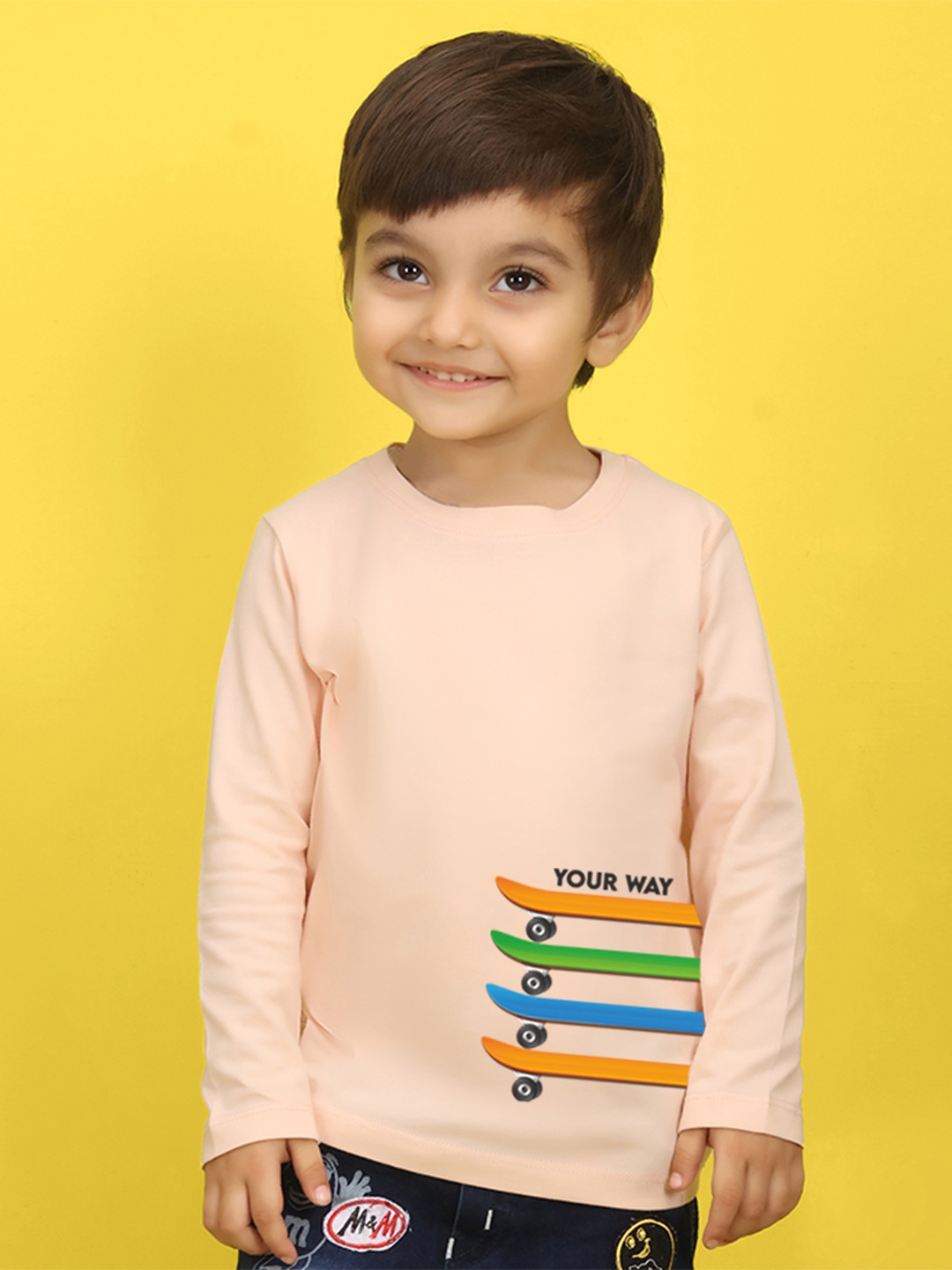 

NUSYL Kids Blue Typography Printed Pure Cotton T-shirt