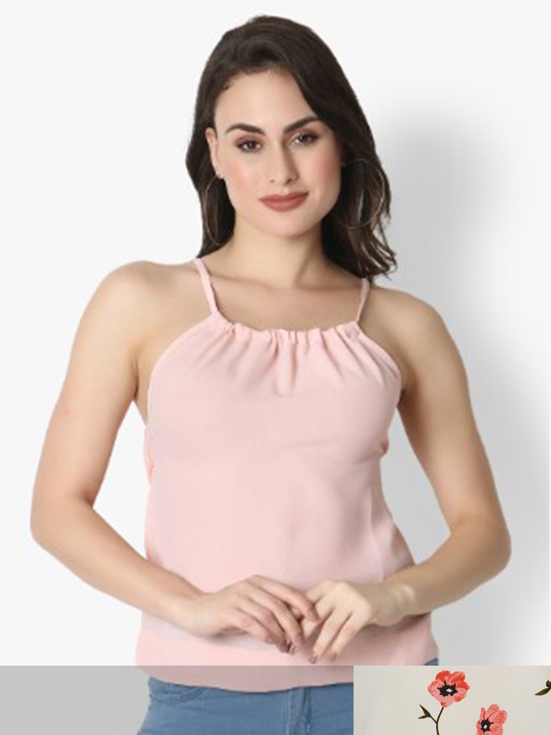 

Again fashions Women Pack Of 2 Pink & Cream-Coloured Floral Printed Top