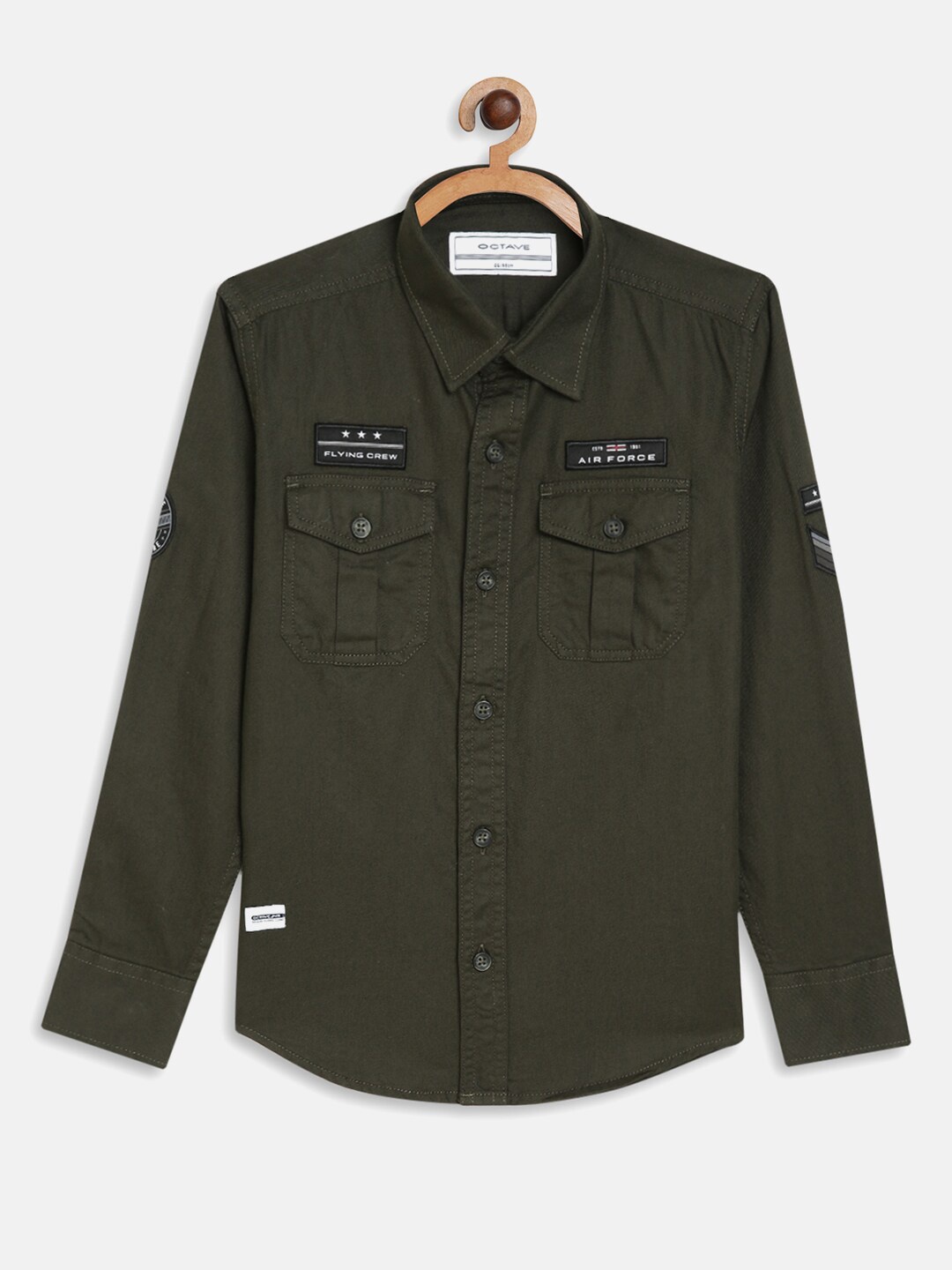 

Octave Boys Olive Green Cotton Casual Shirt