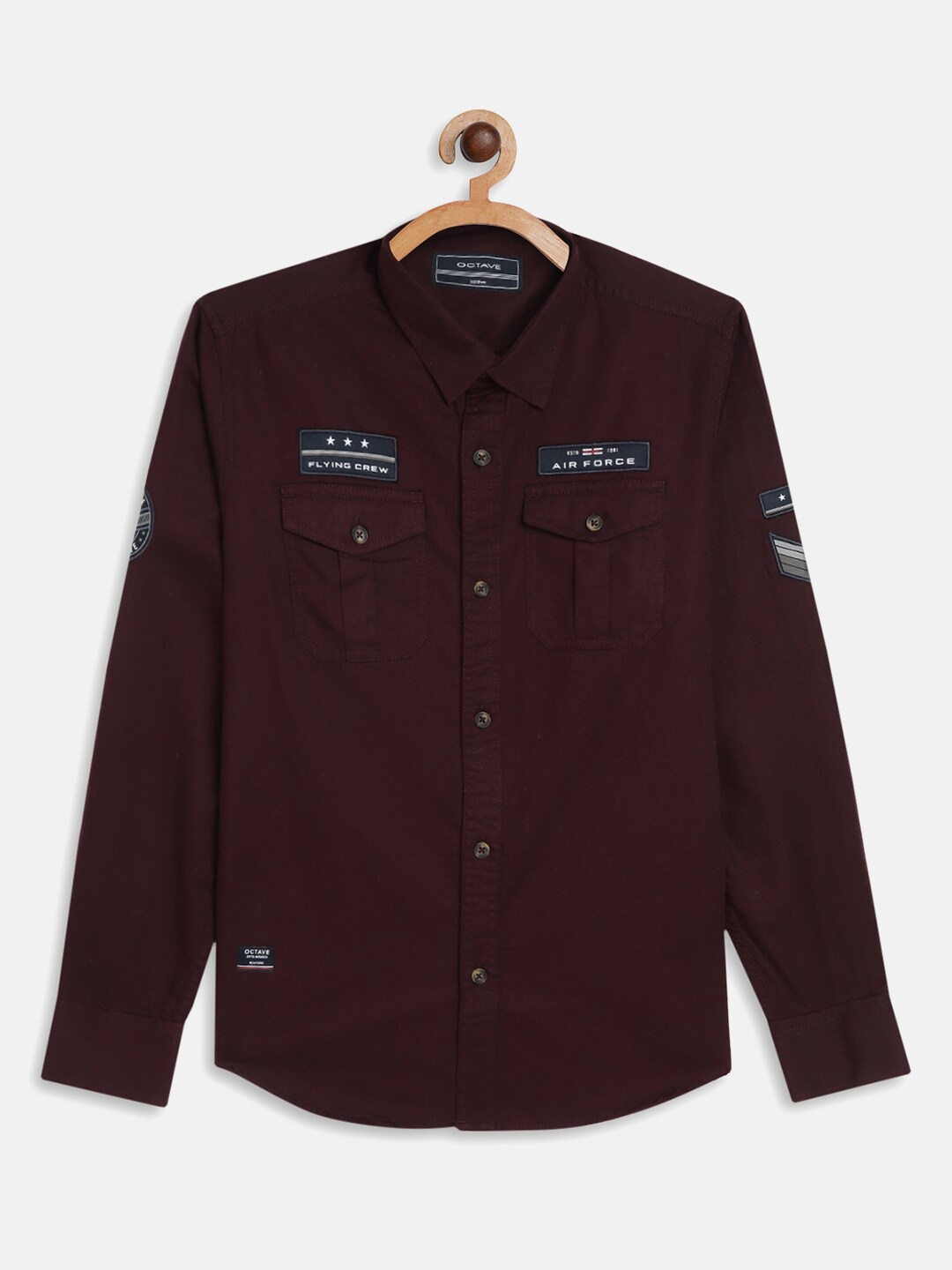 

Octave Boys Maroon Solid Cotton Casual Shirt