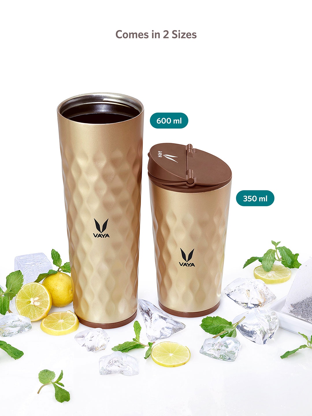 

Vaya Gold-Toned Textured Stainless Steel Sipper Water Bottle 350 ml