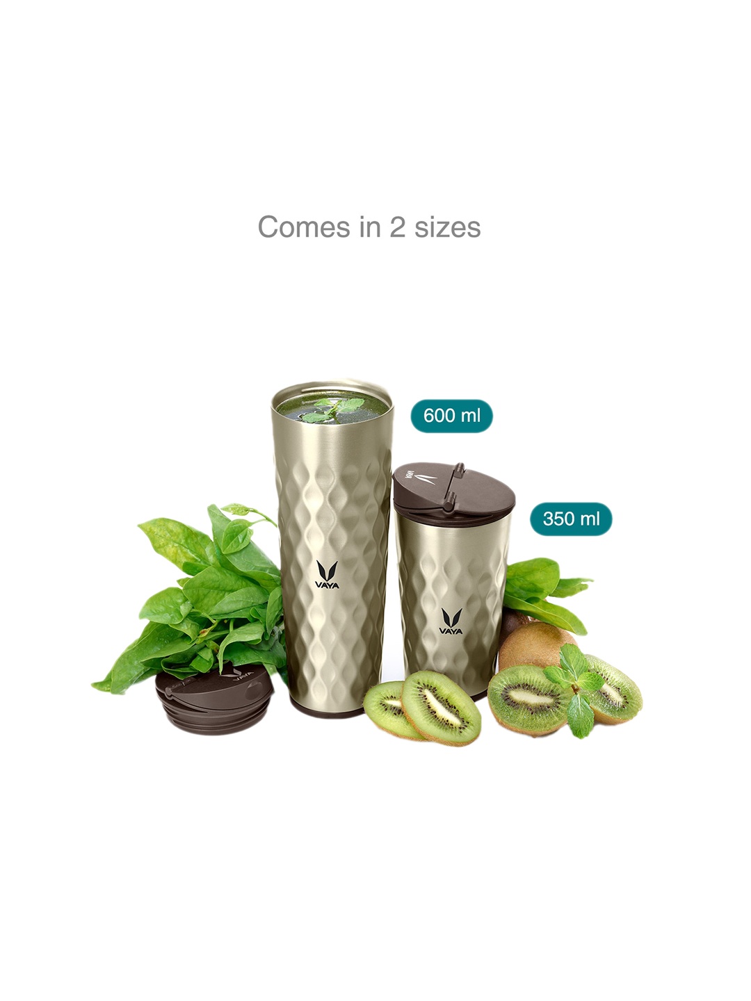

Vaya Metallic-Toned Textured Stainless Steel Sipper Water Bottle 350 ml