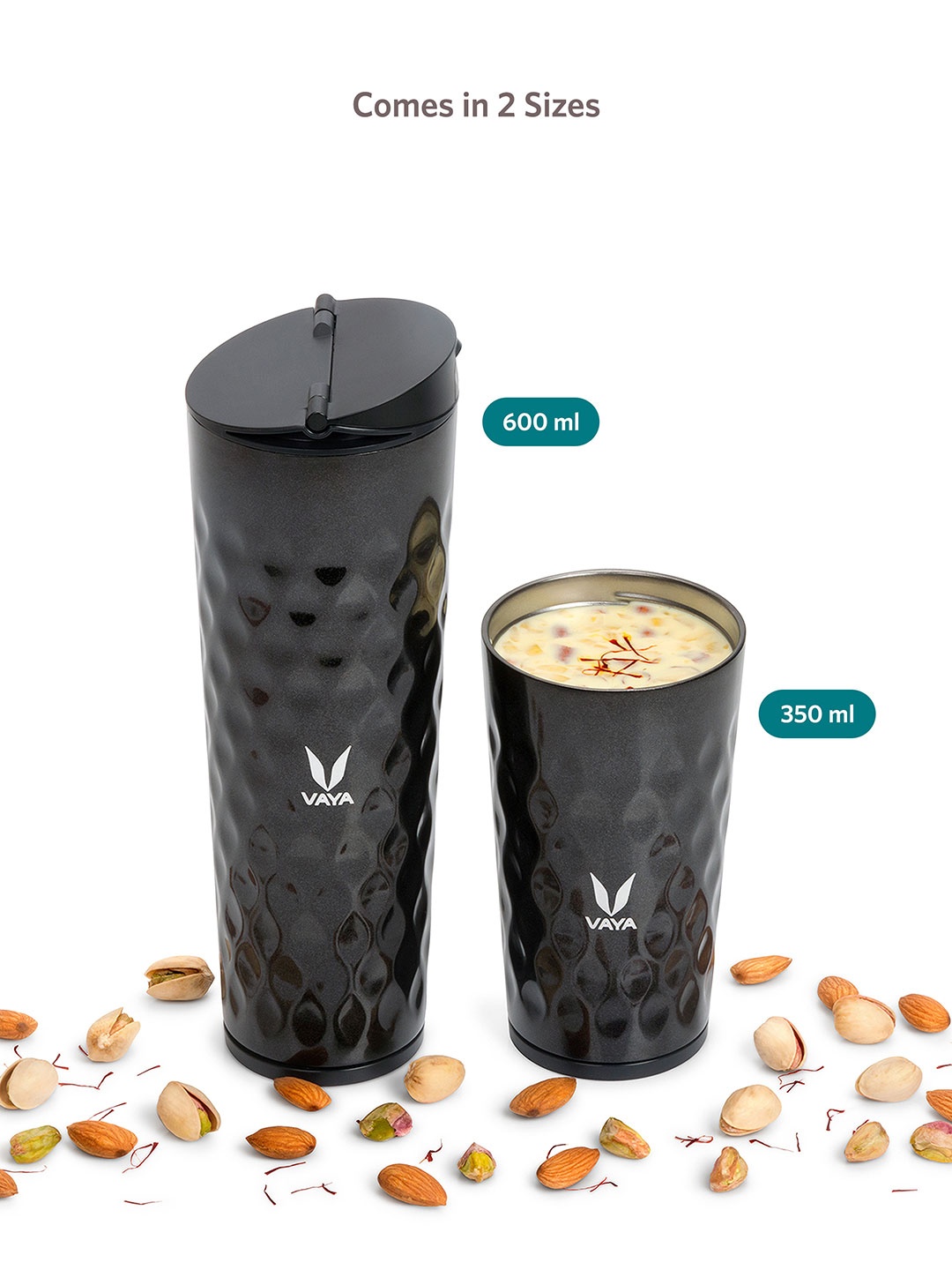 

Vaya Black Textured Double-Walled Vacum Stainless Steel Sipper Water Bottle 350 ml