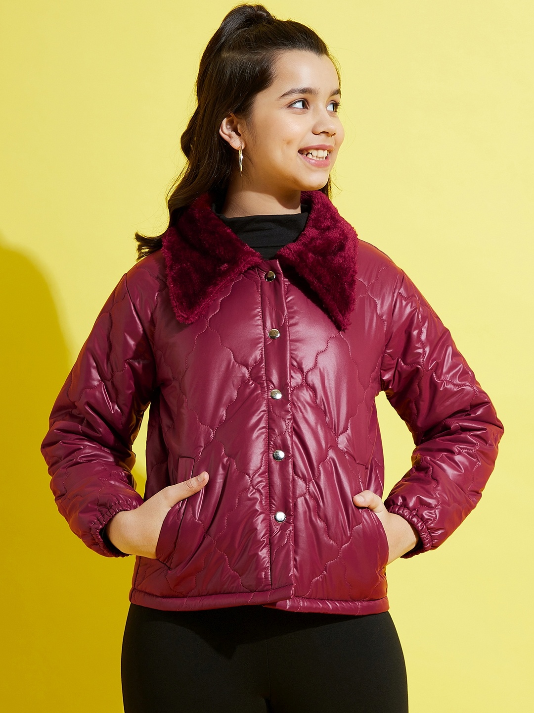 

Noh Voh - SASSAFRAS Kids Girls Maroon Quilted Jacket