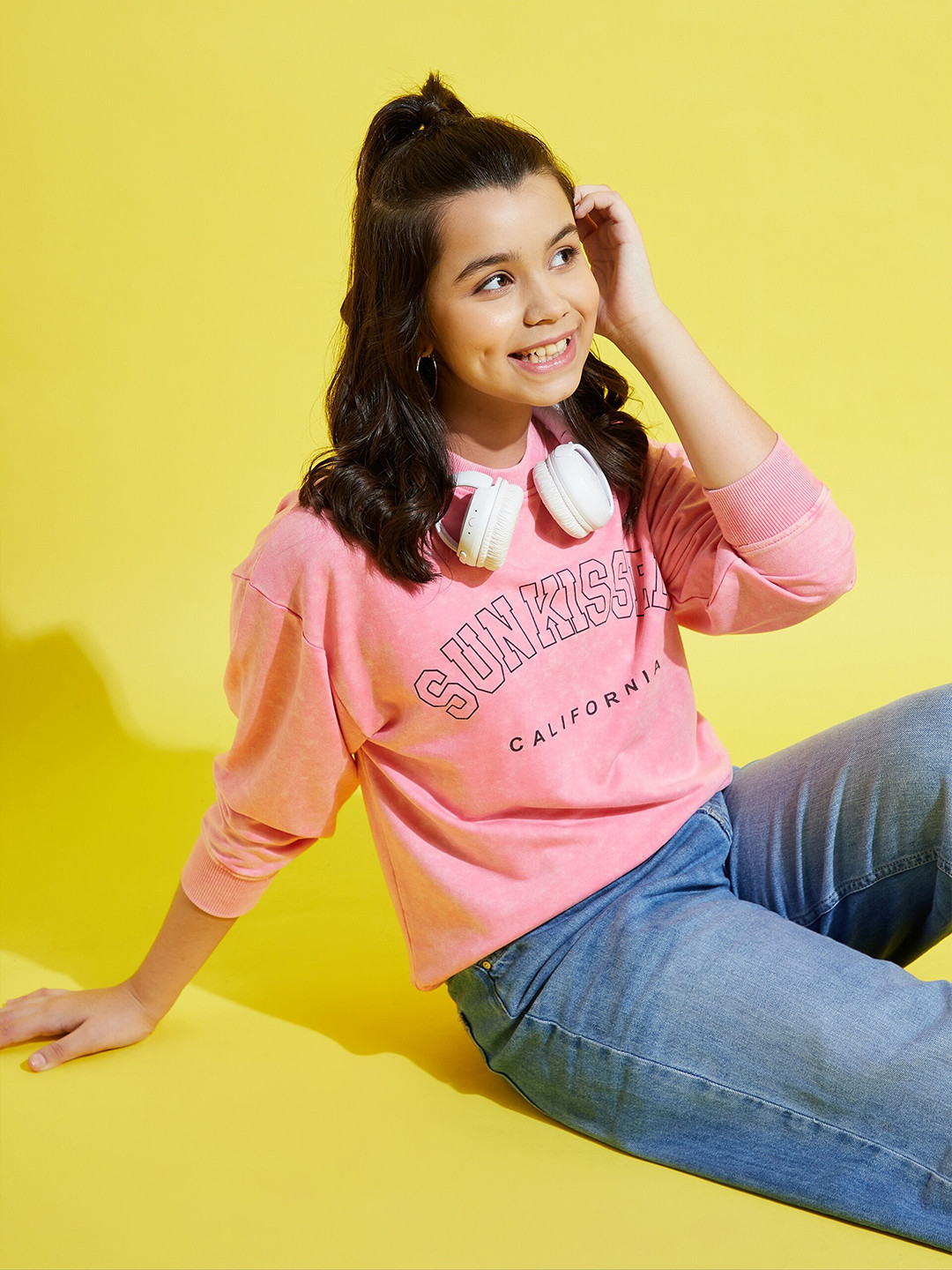

Noh Voh - SASSAFRAS Kids Girls Pink Printed Sweatshirt