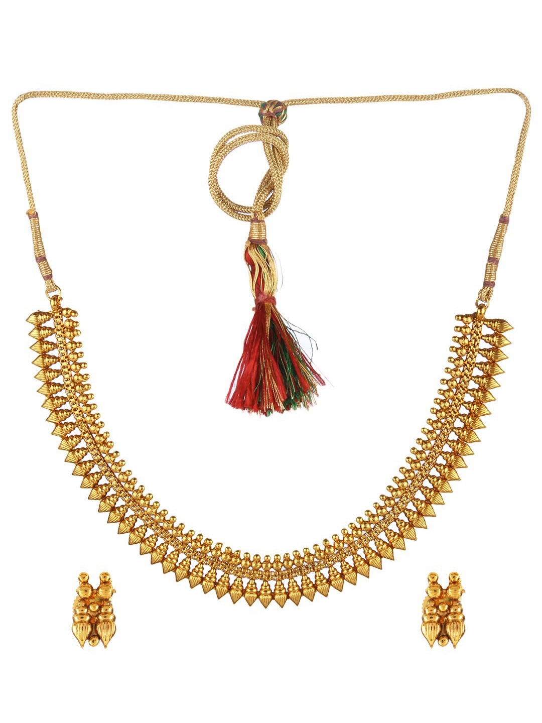 

Adwitiya Collection Gold-Plated & Artificial Stones Studded & Beaded Jewellery Set