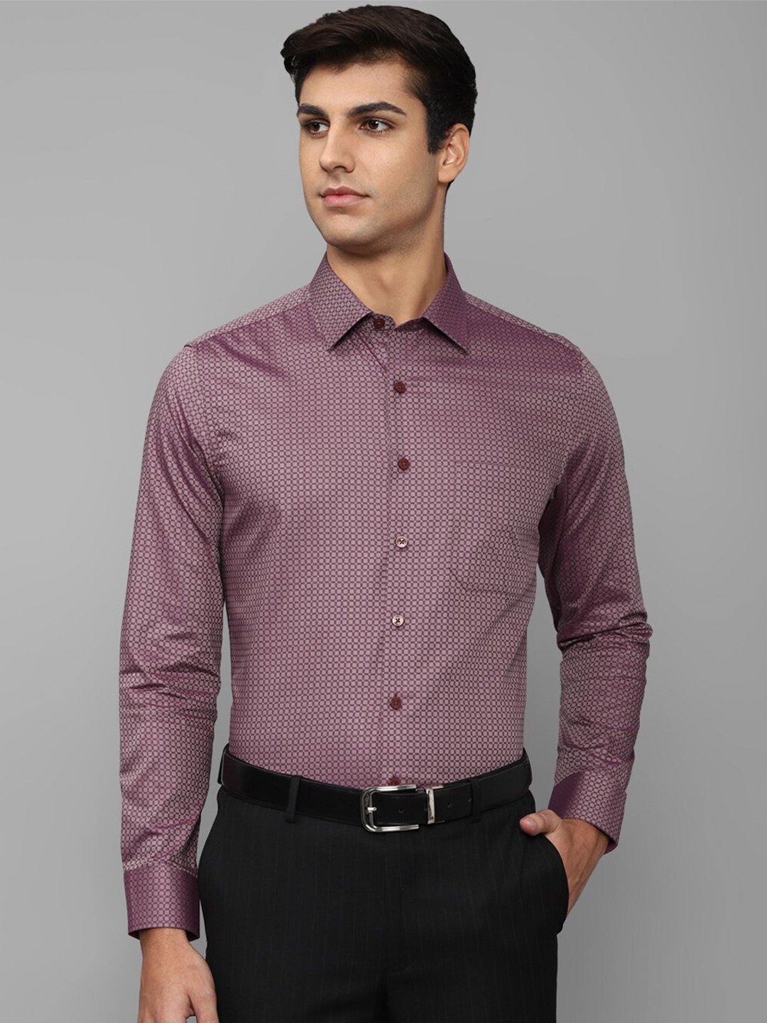 

Louis Philippe Men Mauve Slim Fit Printed Cotton Formal Shirt