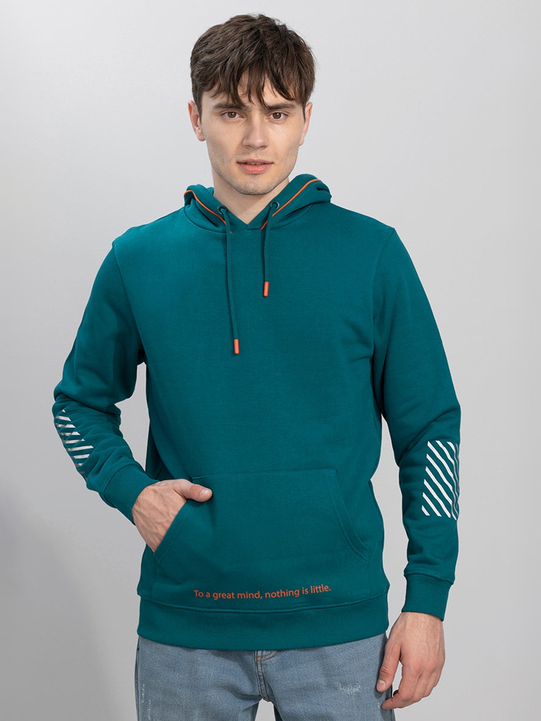 

Snitch Men Green Printed Hooded Sweatshirt