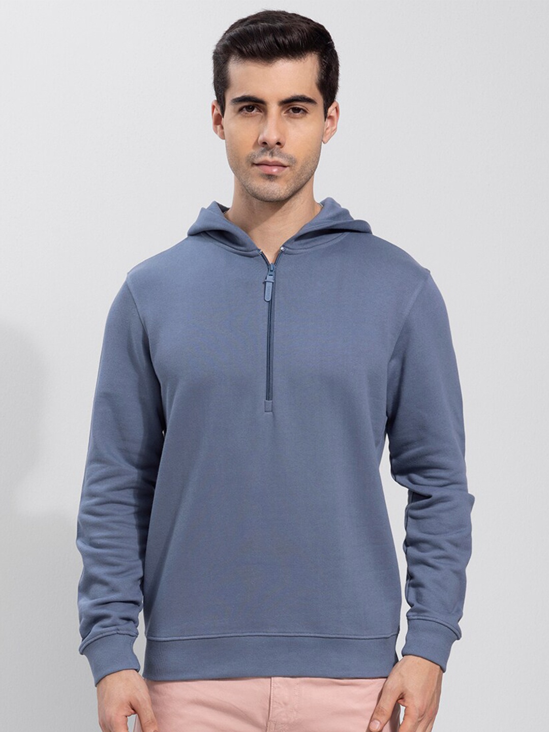 

Snitch Men Grey Cotton Hooded Sweatshirt