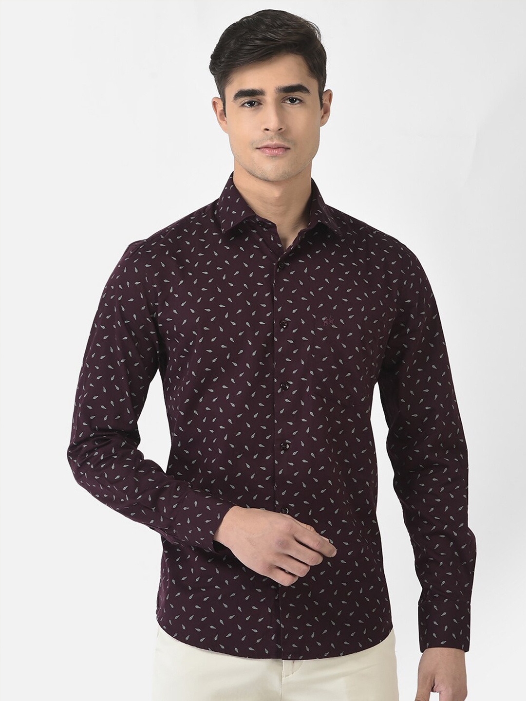 

Crimsoune Club Men Maroon Slim Fit Floral Printed Cotton Casual Shirt