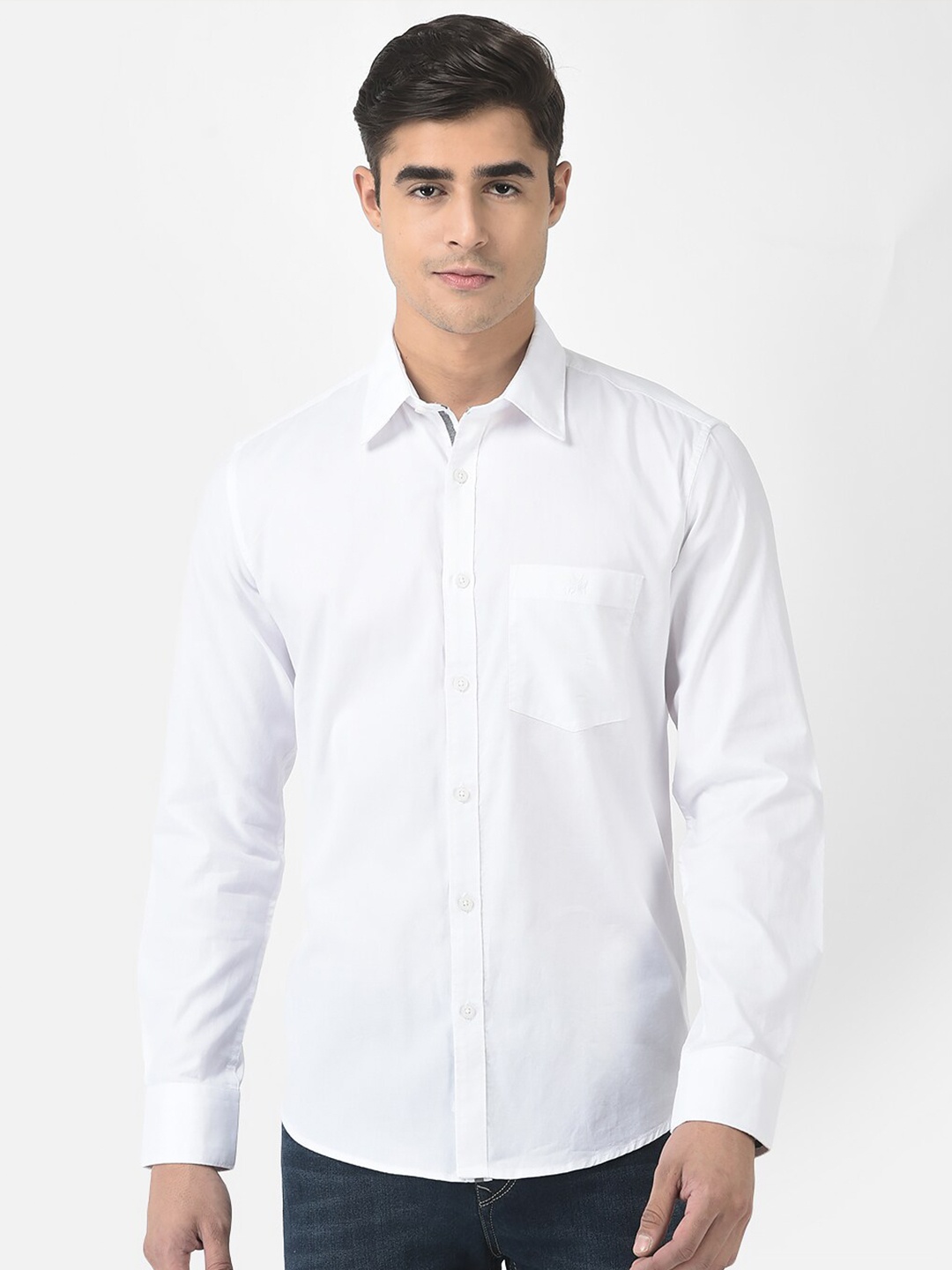 

Crimsoune Club Men White Slim Fit Cotton Casual Shirt