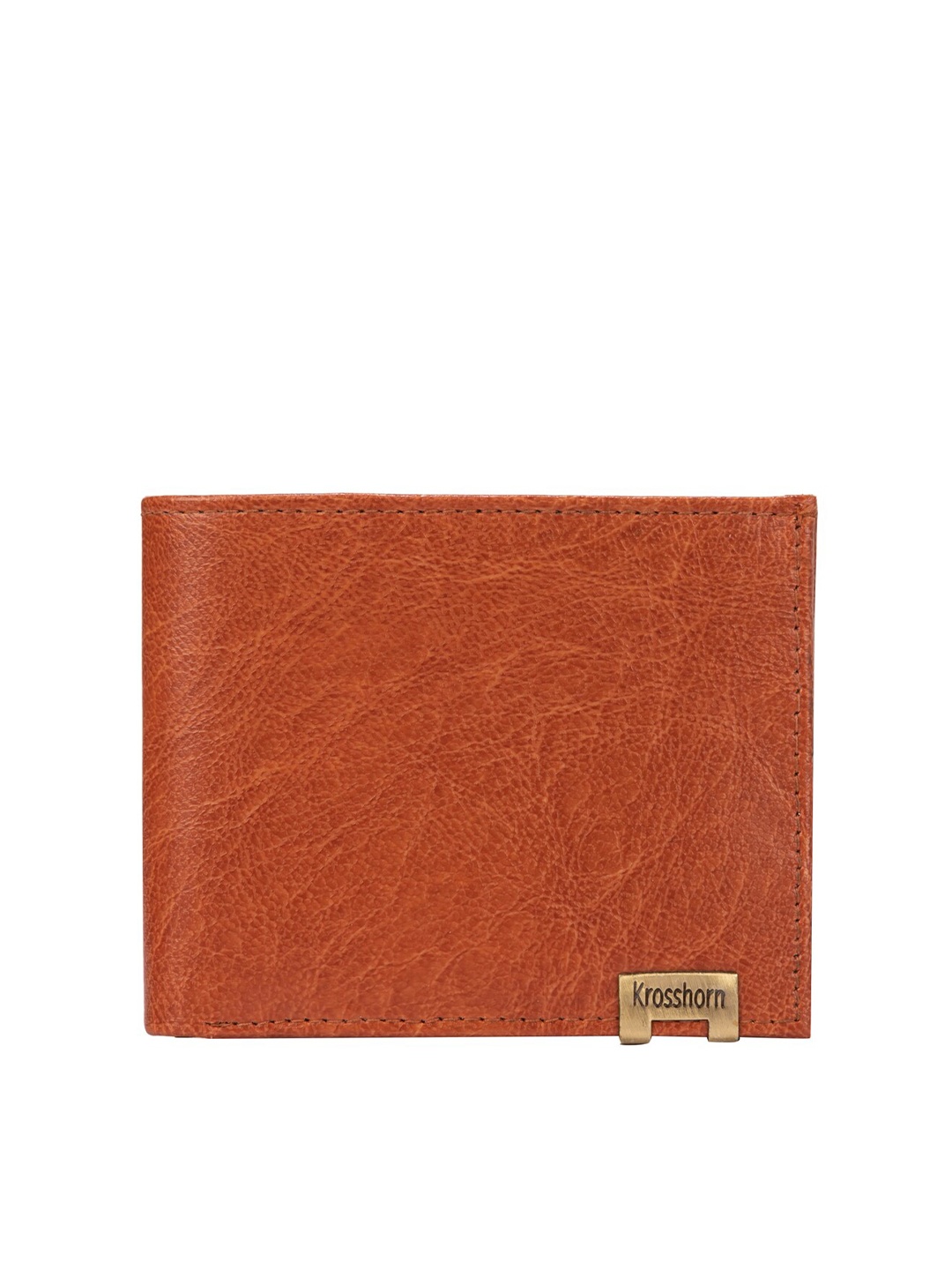 

Krosshorn Men Brown & Gold-Toned Two Fold Wallet