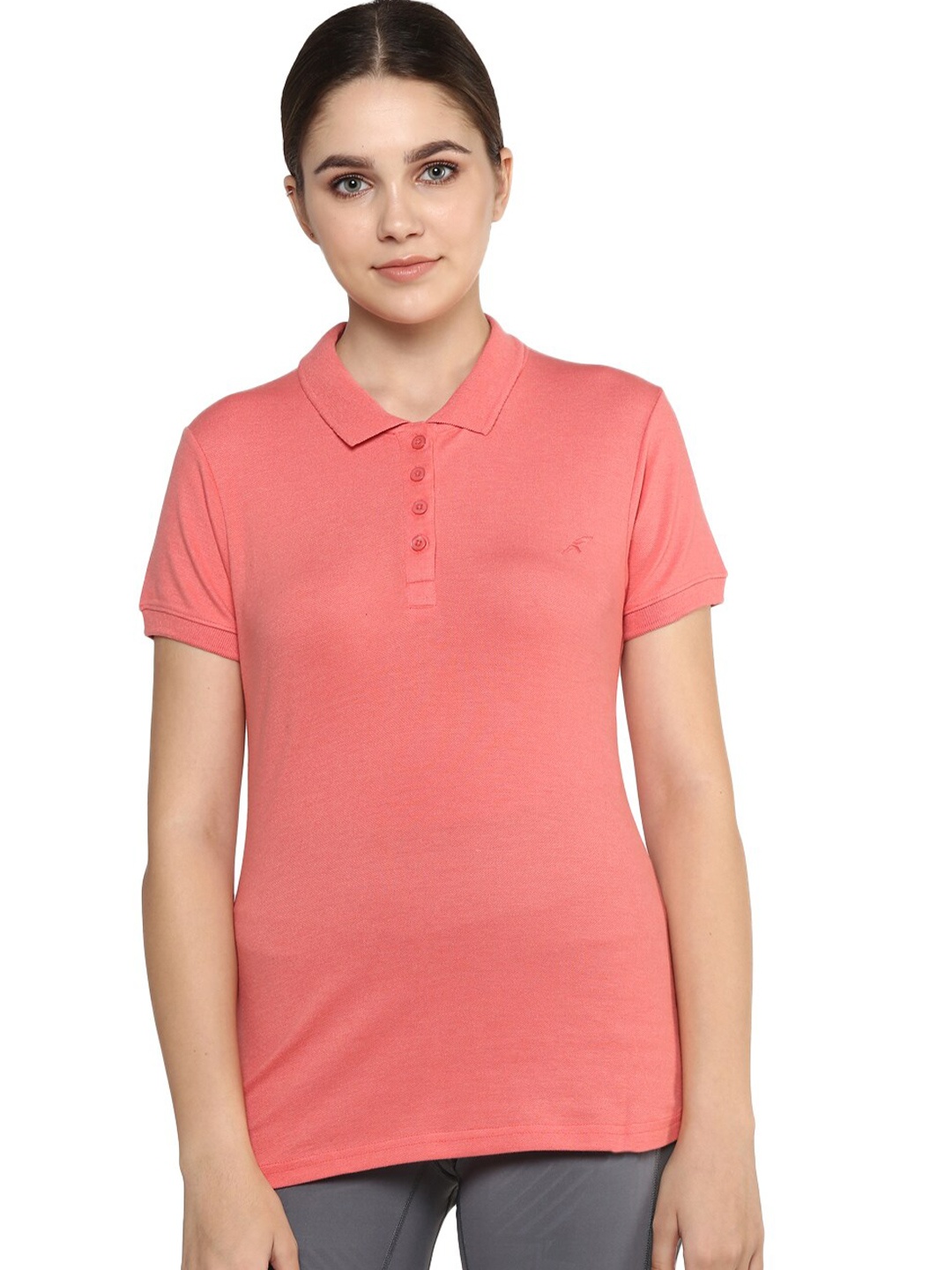 

FURO by Red Chief Women Peach Polo Collar T-shirt