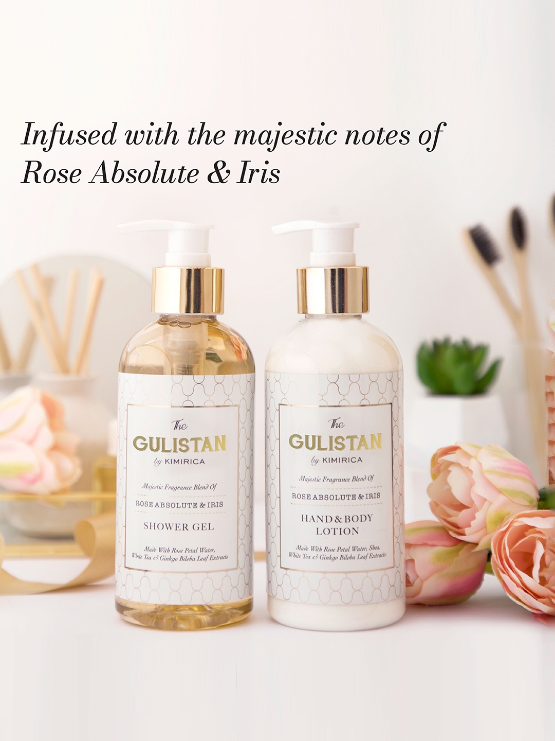 

Kimirica Set of Rose Absolute & Iris Shower Gel & Body Lotion - 300 ml each, White