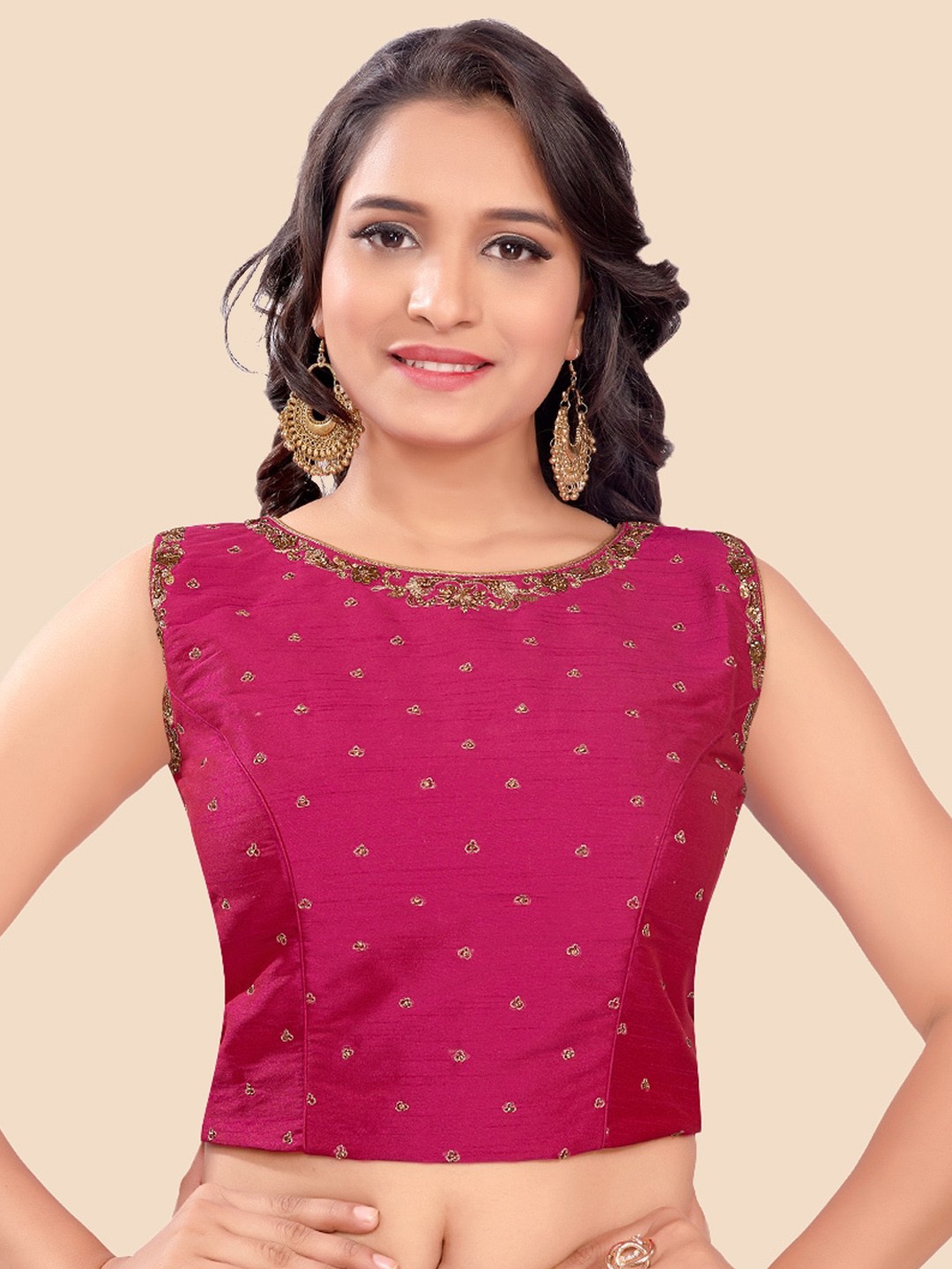 

neckbook Pink Embellished Saree Blouse