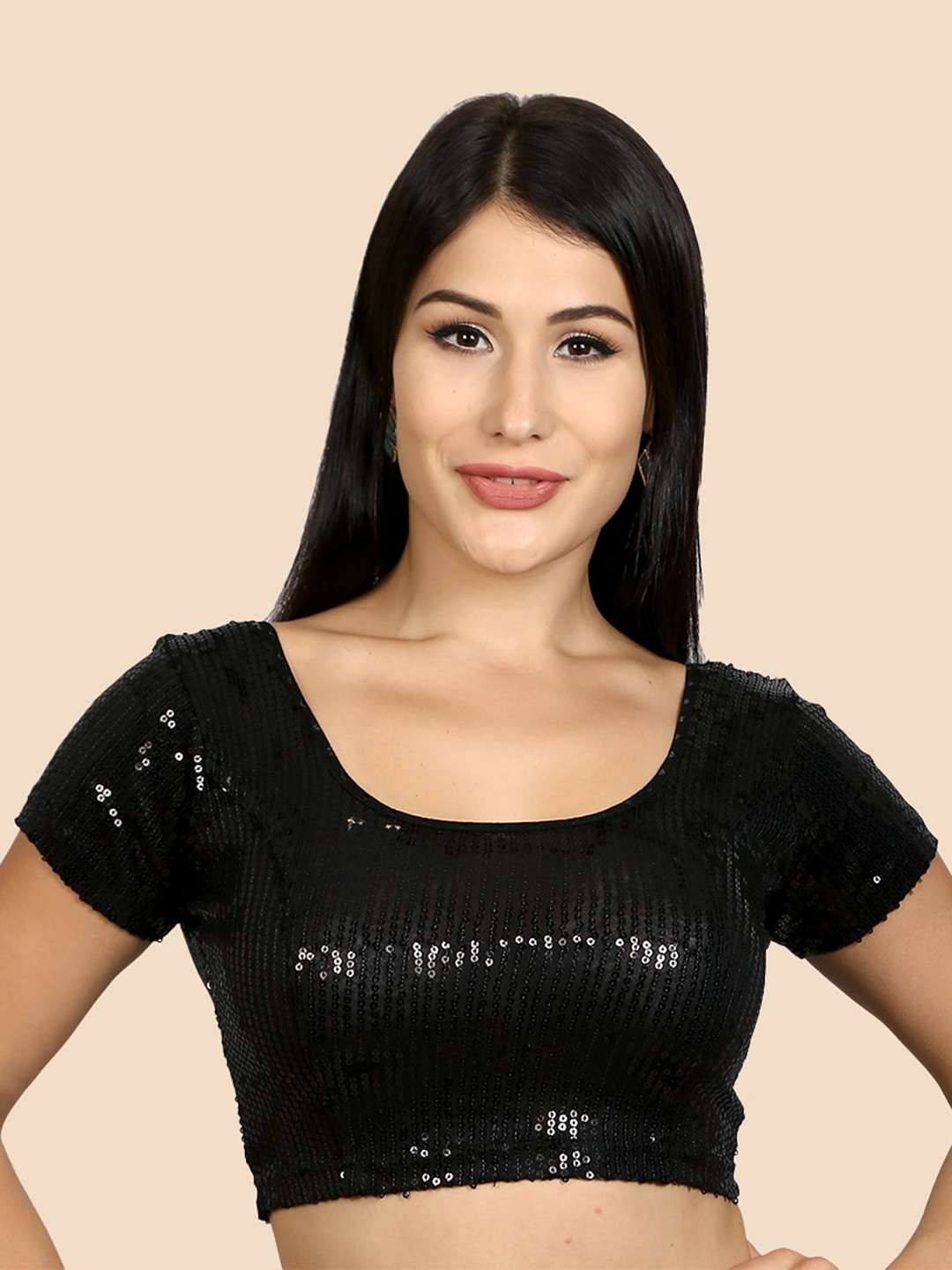 

neckbook Black Sequinned Saree Blouse