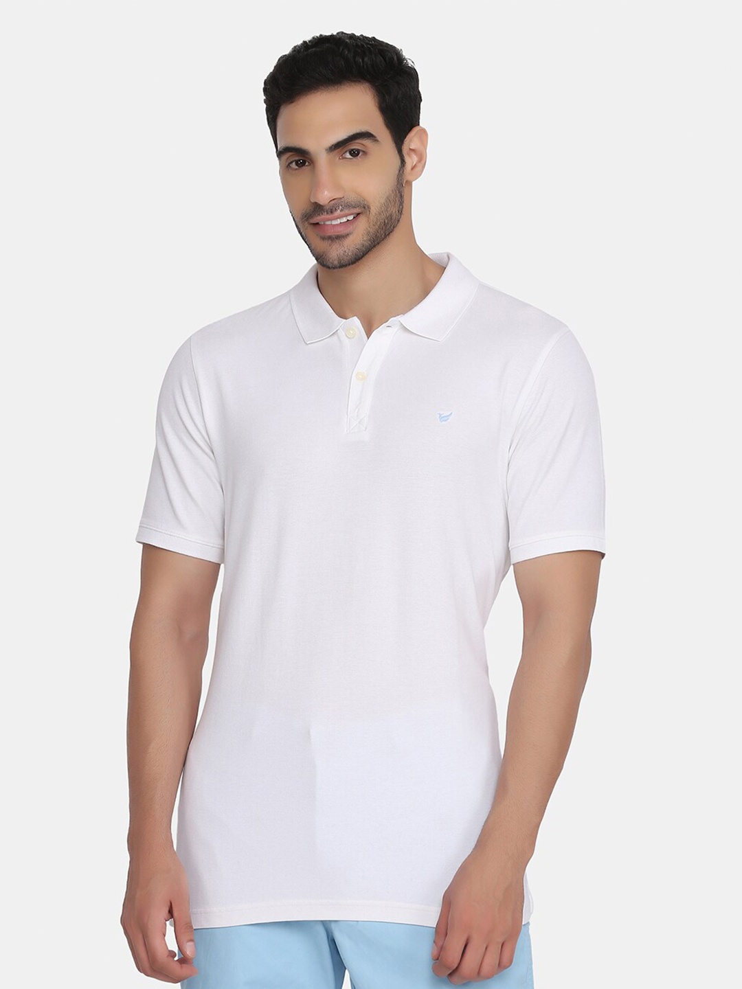 

Blackberrys Men White Polo Collar Slim Fit T-shirt
