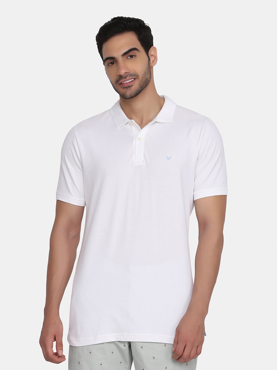 

Blackberrys Men White Polo Collar Slim Fit T-shirt
