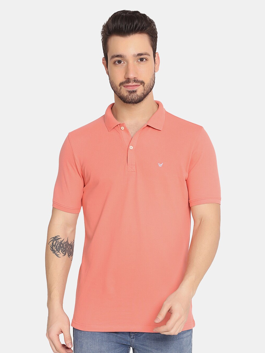 

Blackberrys Men Coral Polo Collar Slim Fit T-shirt