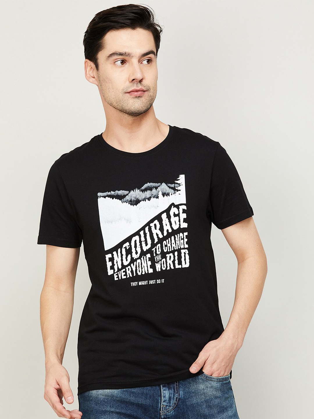 

Fame Forever by Lifestyle Men Black Printed Cotton T-shirt