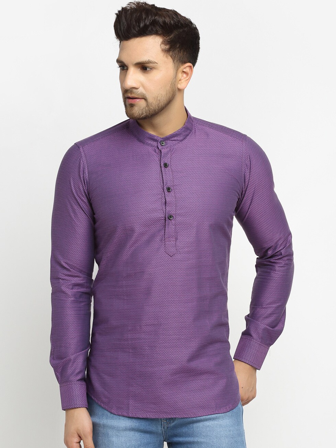 

Cross Court Dobby Pure Cotton Straight Regular Kurta, Purple