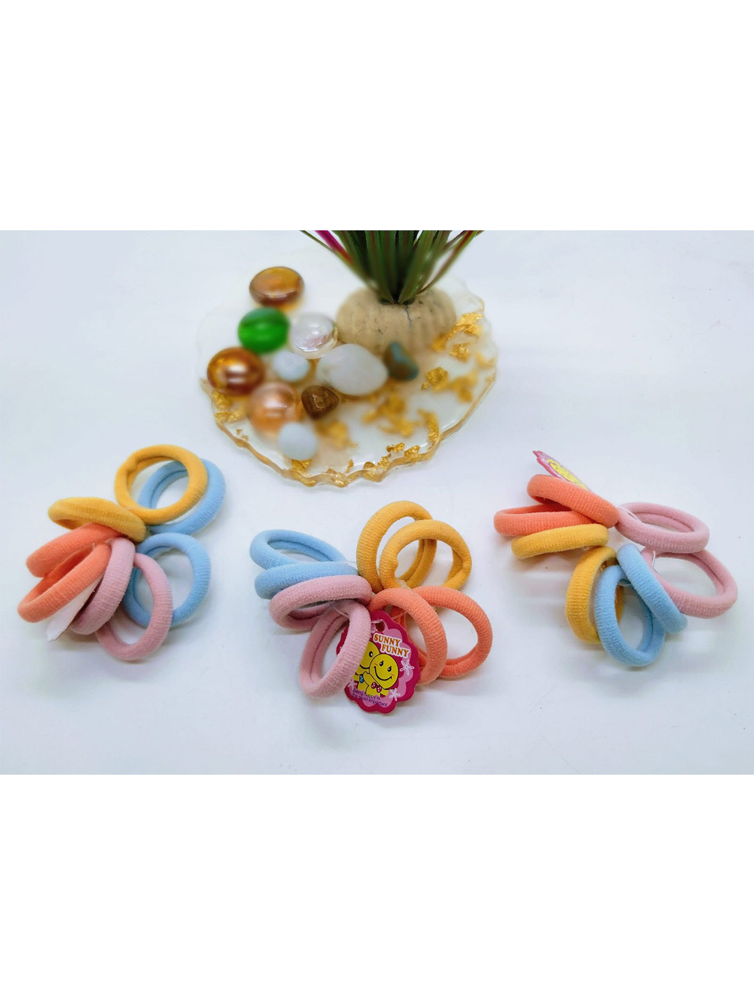 

FEMMIBELLA Women Set Of 24 Solid Ponytail Holders, Yellow