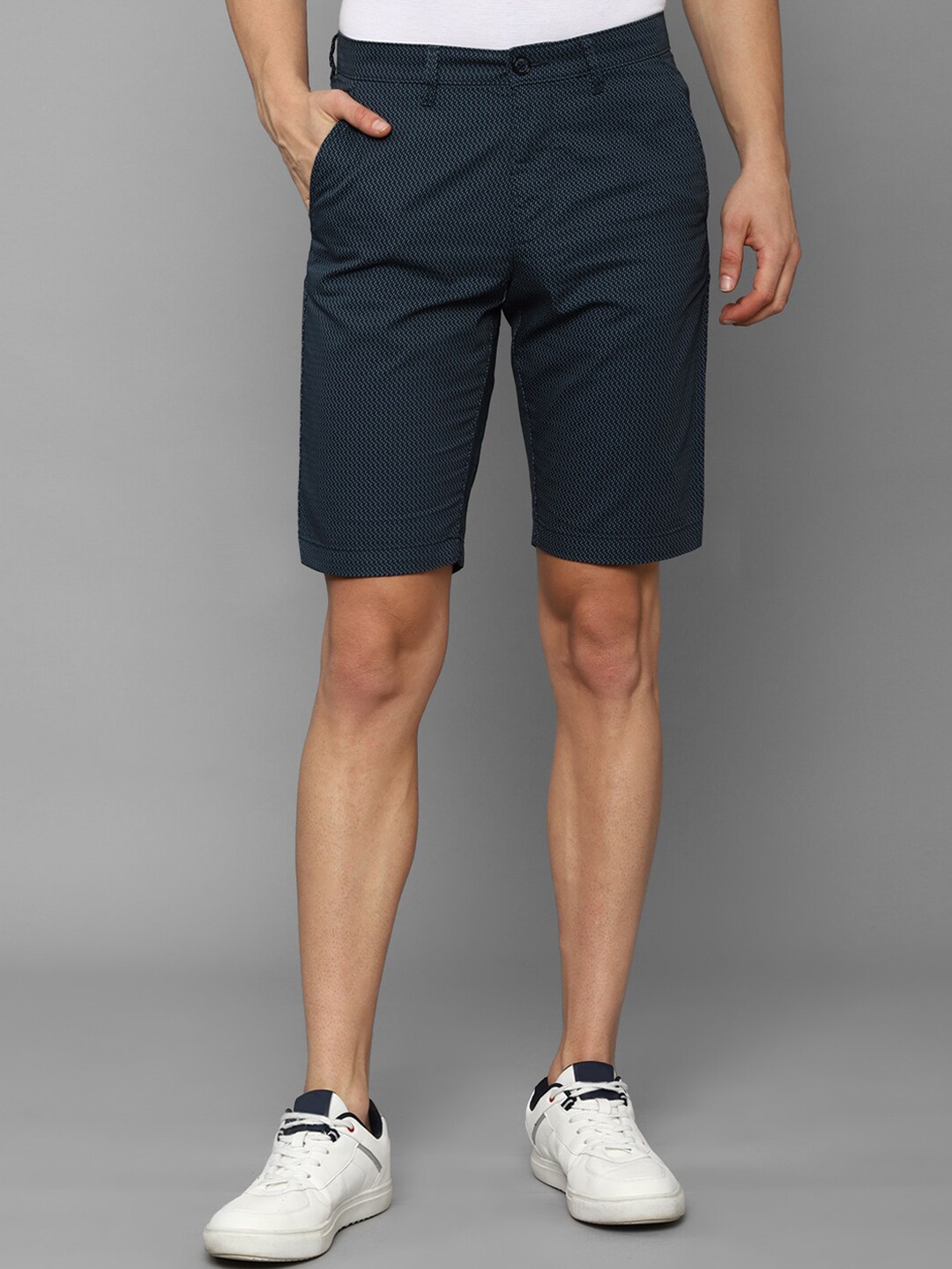 

Allen Solly Men Navy Blue Slim Fit Pure Cotton Chino Shorts