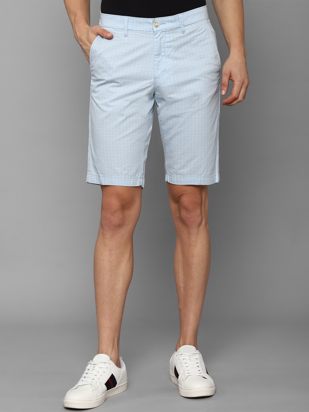 

Allen Solly Men Blue Striped Slim Fit Pure Cotton Chino Shorts