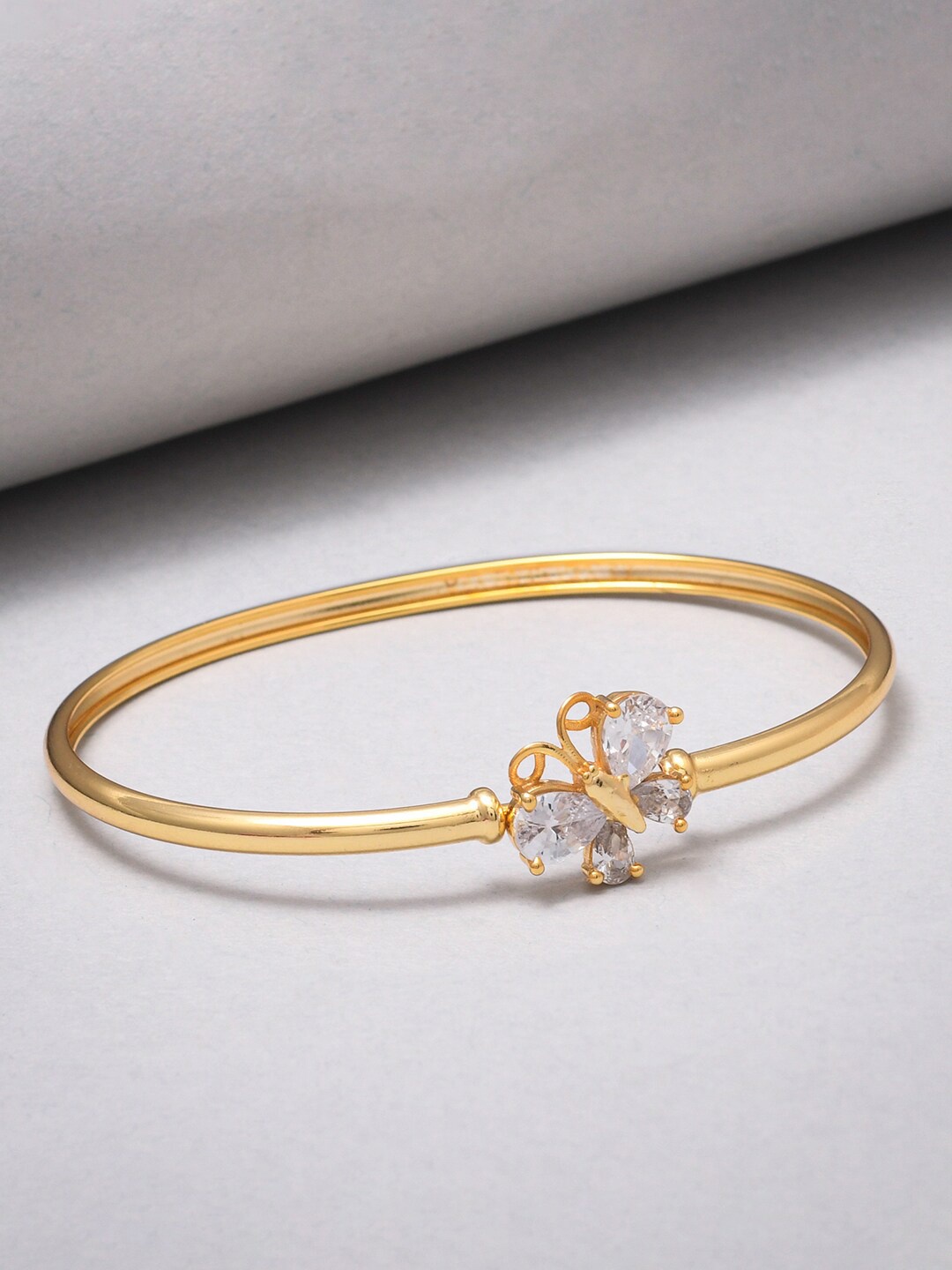 

Voylla Women Gold & White Brass Cubic Zirconia Gold-Plated Bangle-Style Bracelet