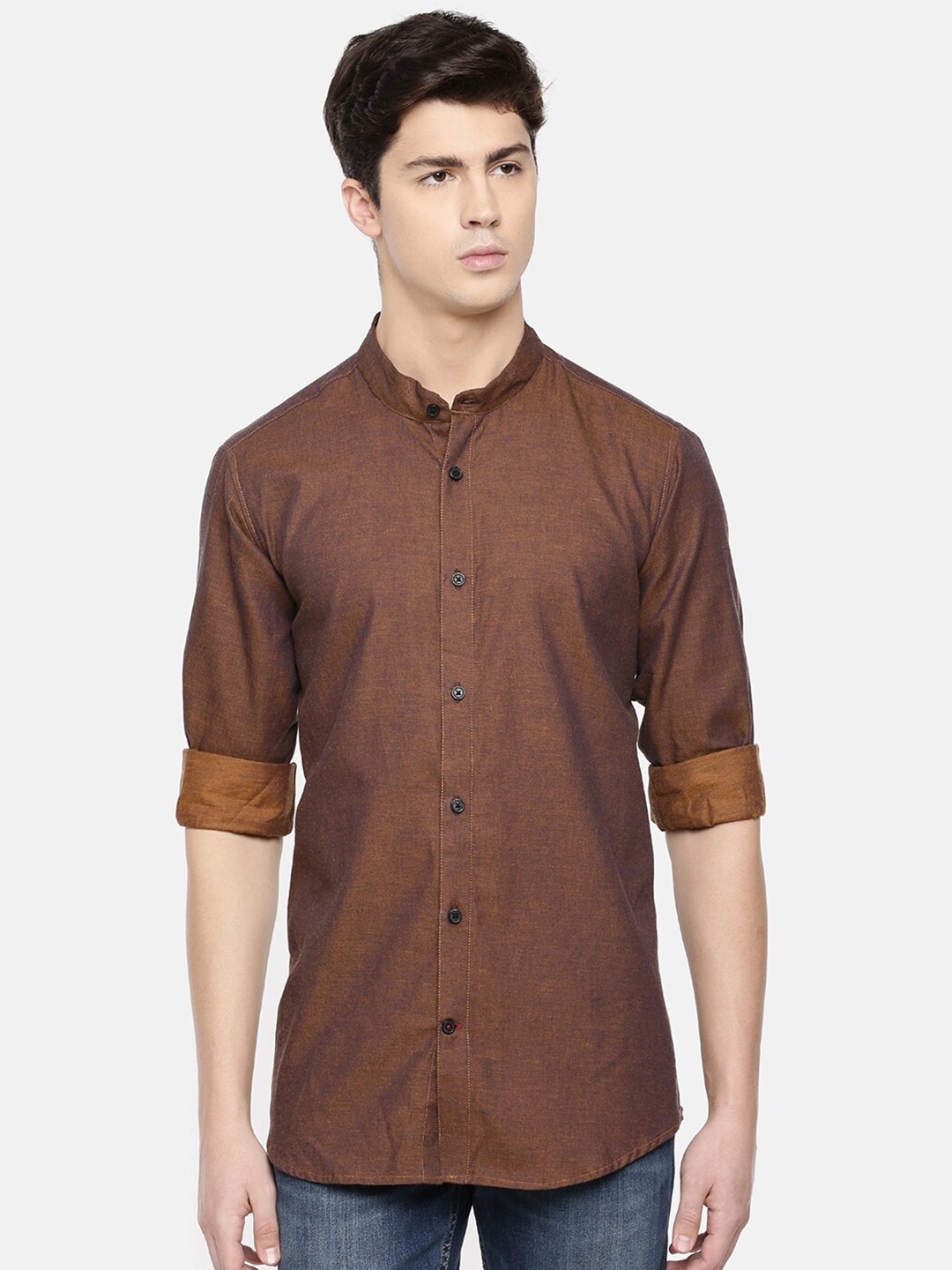 

Cross Court Men Brown Slim Fit Cotton Casual Shirt