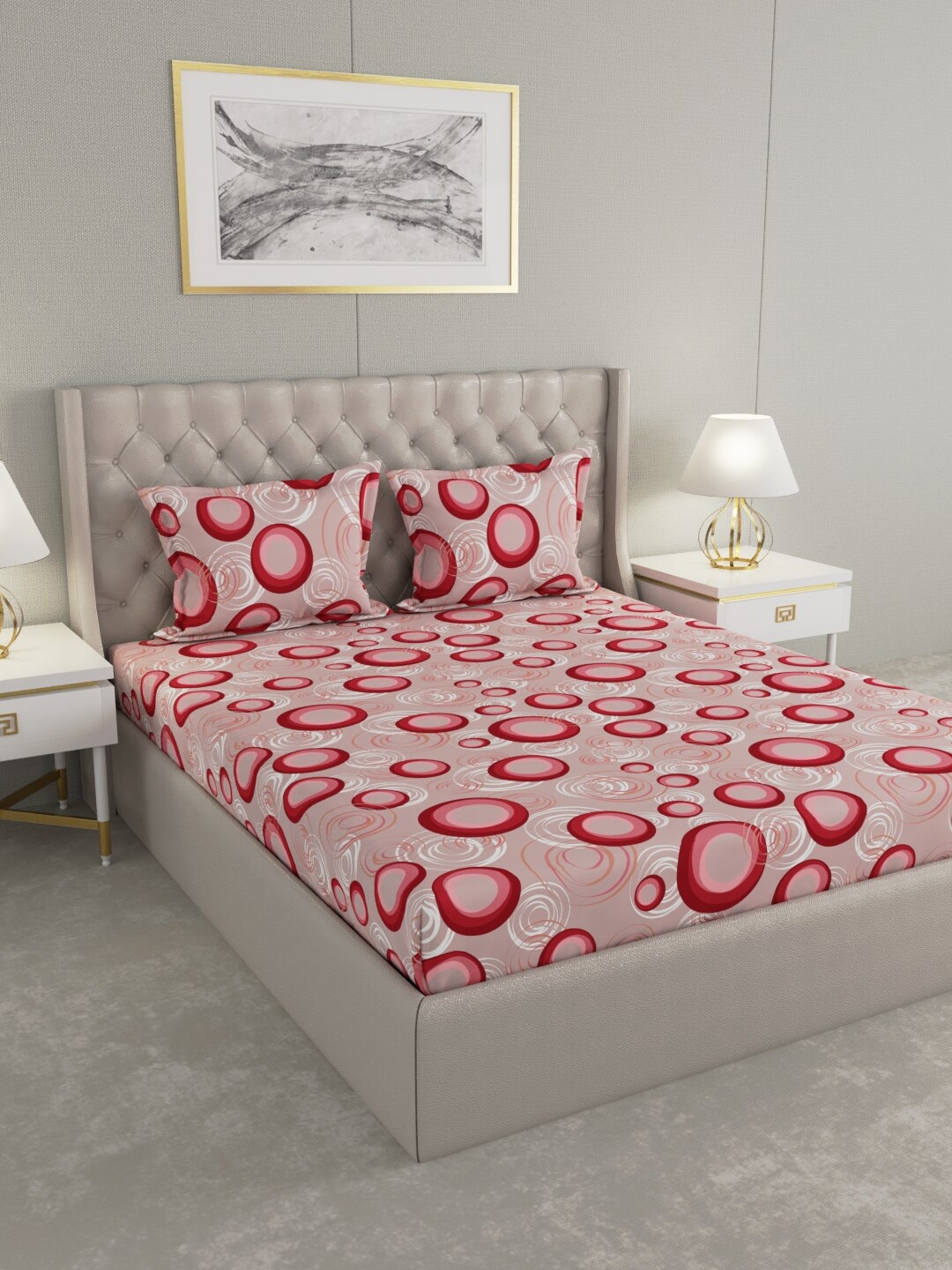 

Raymond Home Maroon Geometric 100 TC King Bedsheet with 2 Pillow Covers