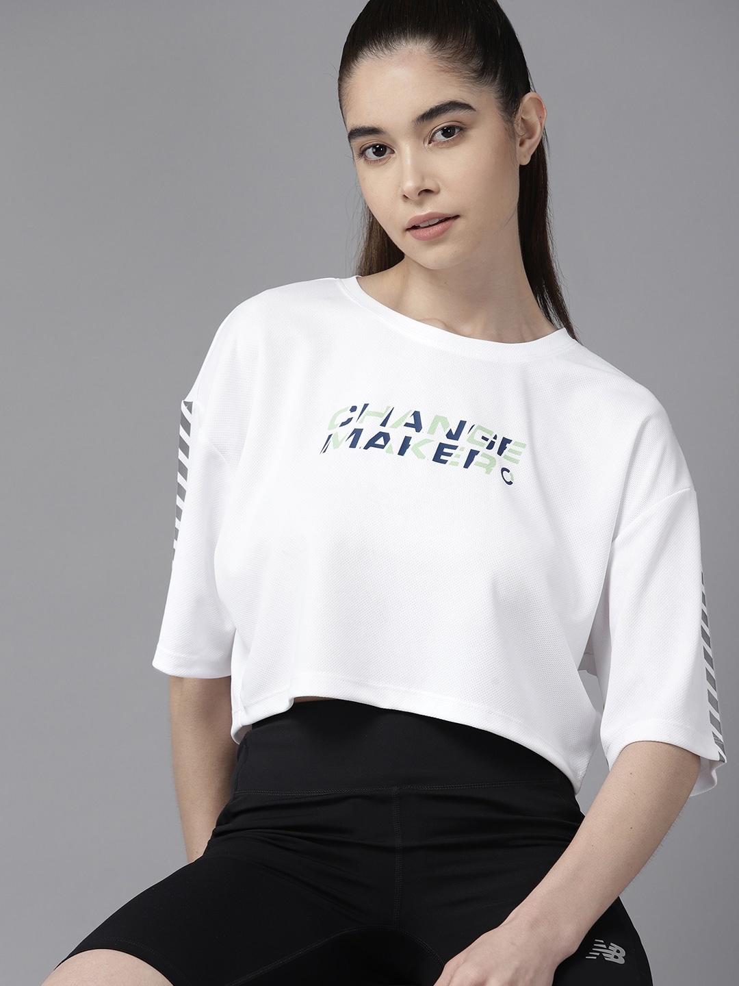 

Prowl Women Anti Fit Typography Printed Drop-Shoulder Sleeves T-shirt, White