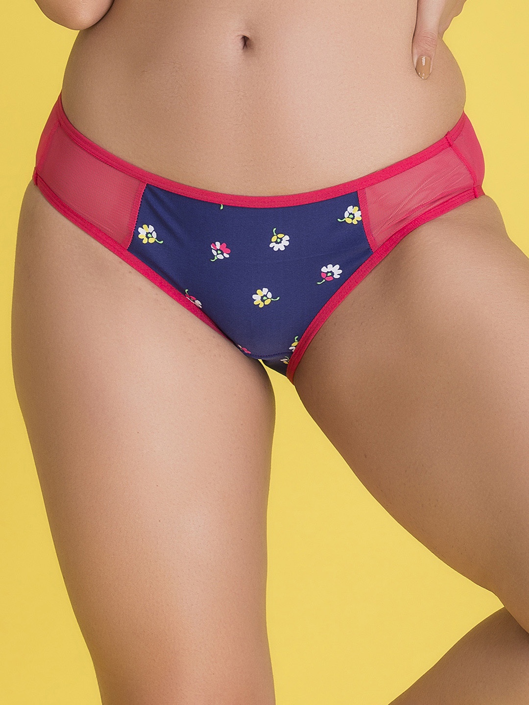 

Clovia Women Navy Blue & Pink Printed Bikini Briefs