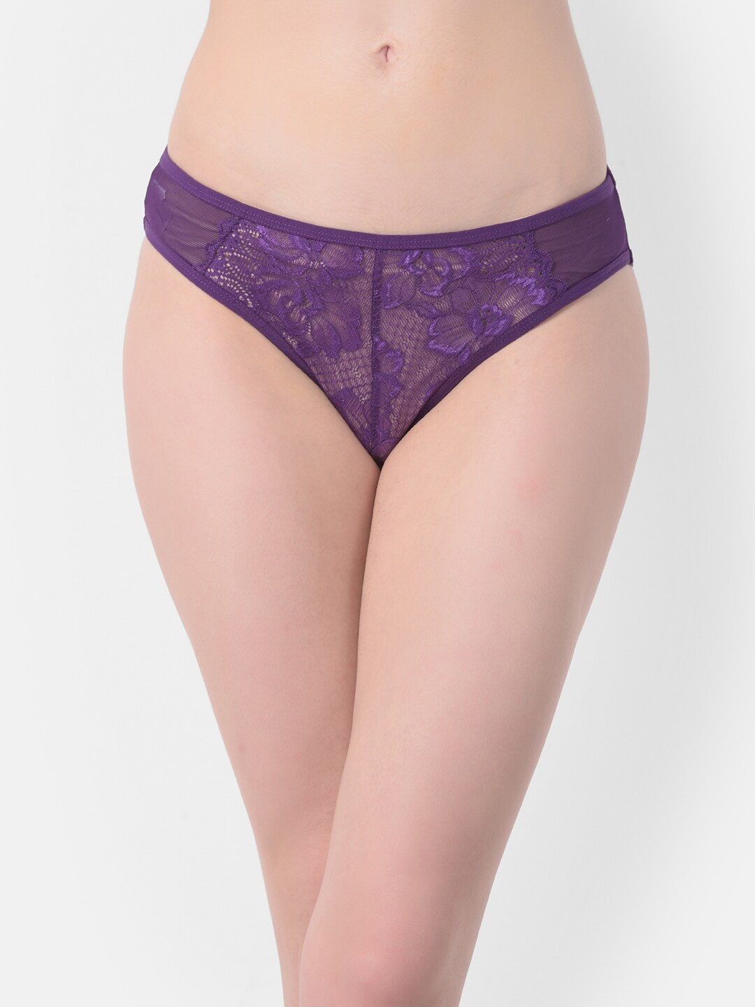 Clovia Women Purple Solid Bikini Briefs