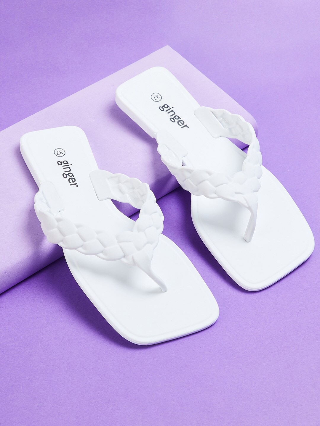 

Ginger by Lifestyle Women White Open Toe Flats