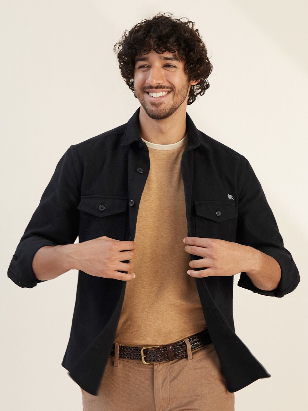 

Andamen Men Black Classic Casual Cotton Shirt