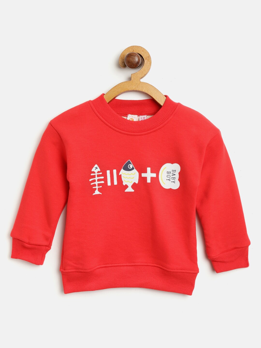 Kids On Board Kids Printed Cotton Sweatshirt, Red