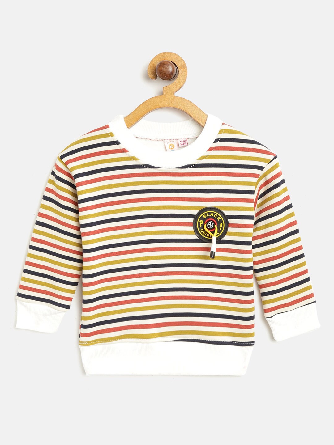 

Kids On Board Kids Striped Cotton Sweatshirt, Off white