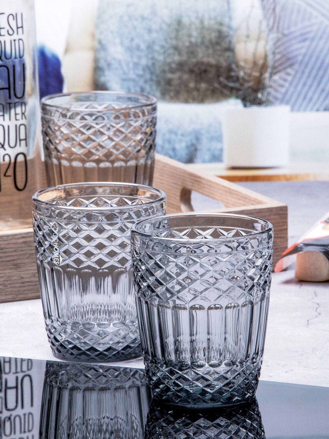 

GOODHOMES Grey Set Of 6 Solid Glass Juice Tumblers