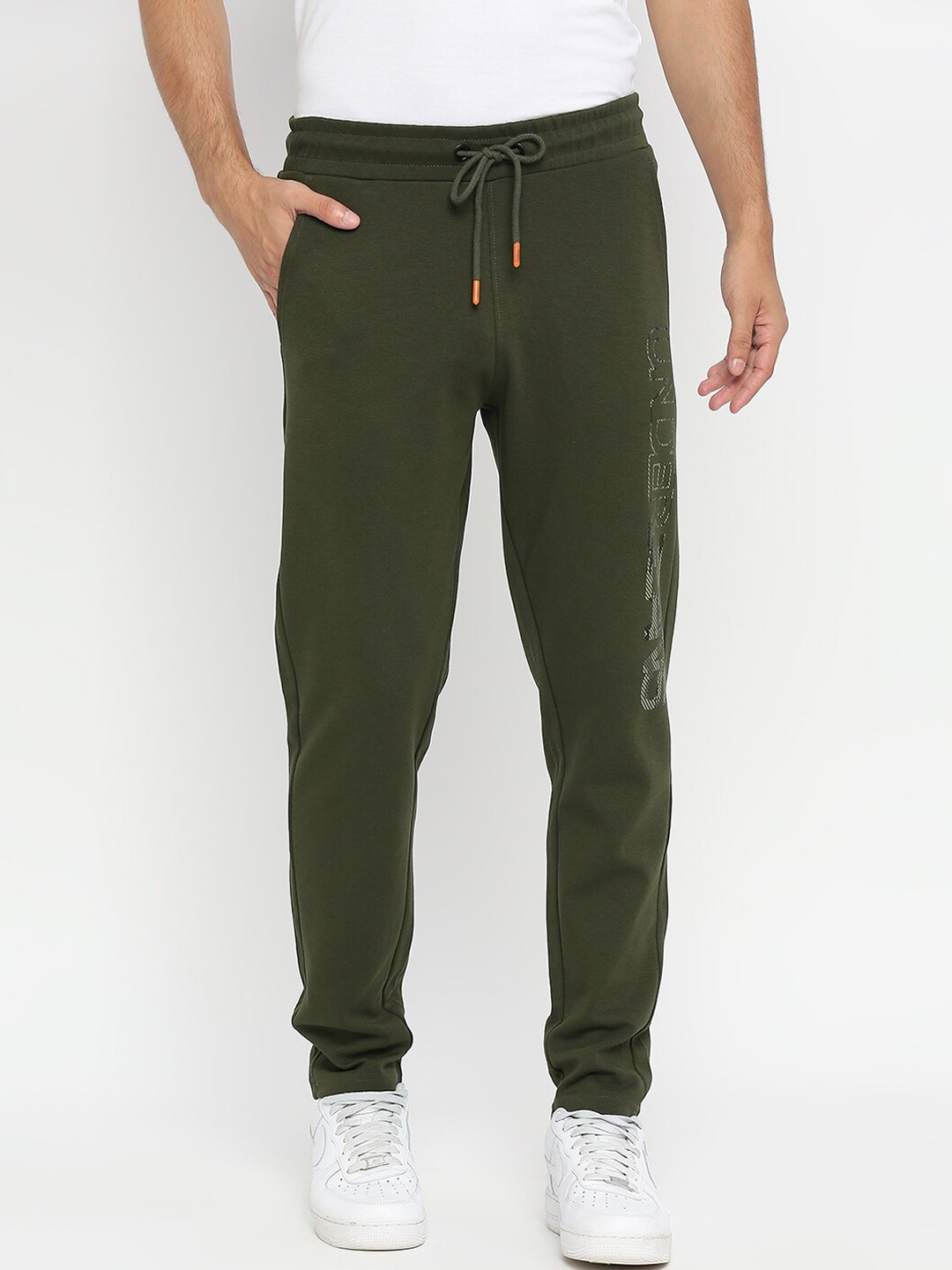 Underjeans by Spykar Men Olive Green Solid Track Pants